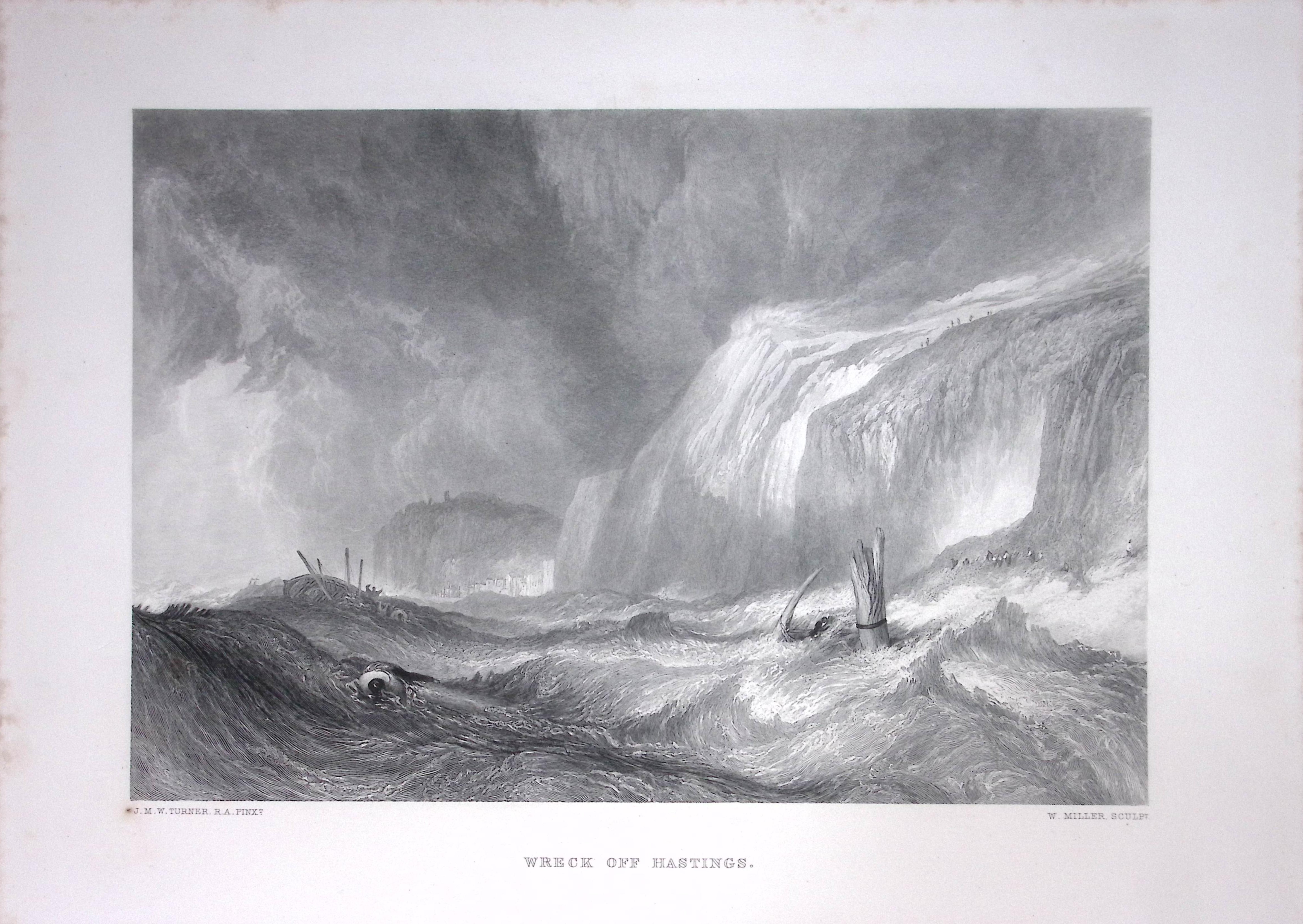 J.M.W Turner Shipwreck off The Coast of Hastings Antique Steel Engraving-25-TR