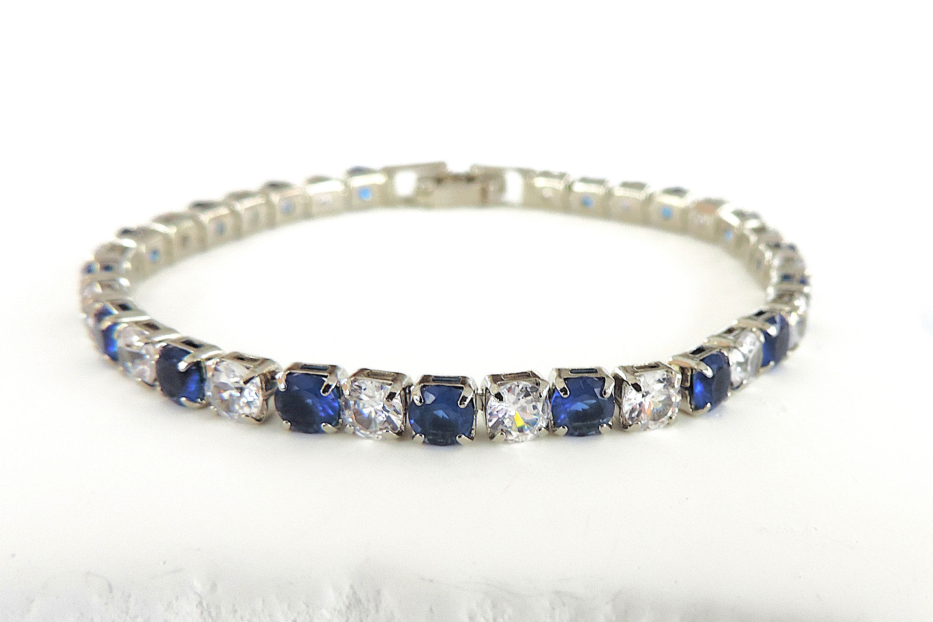 Blue & White Zircon Tennis Bracelet