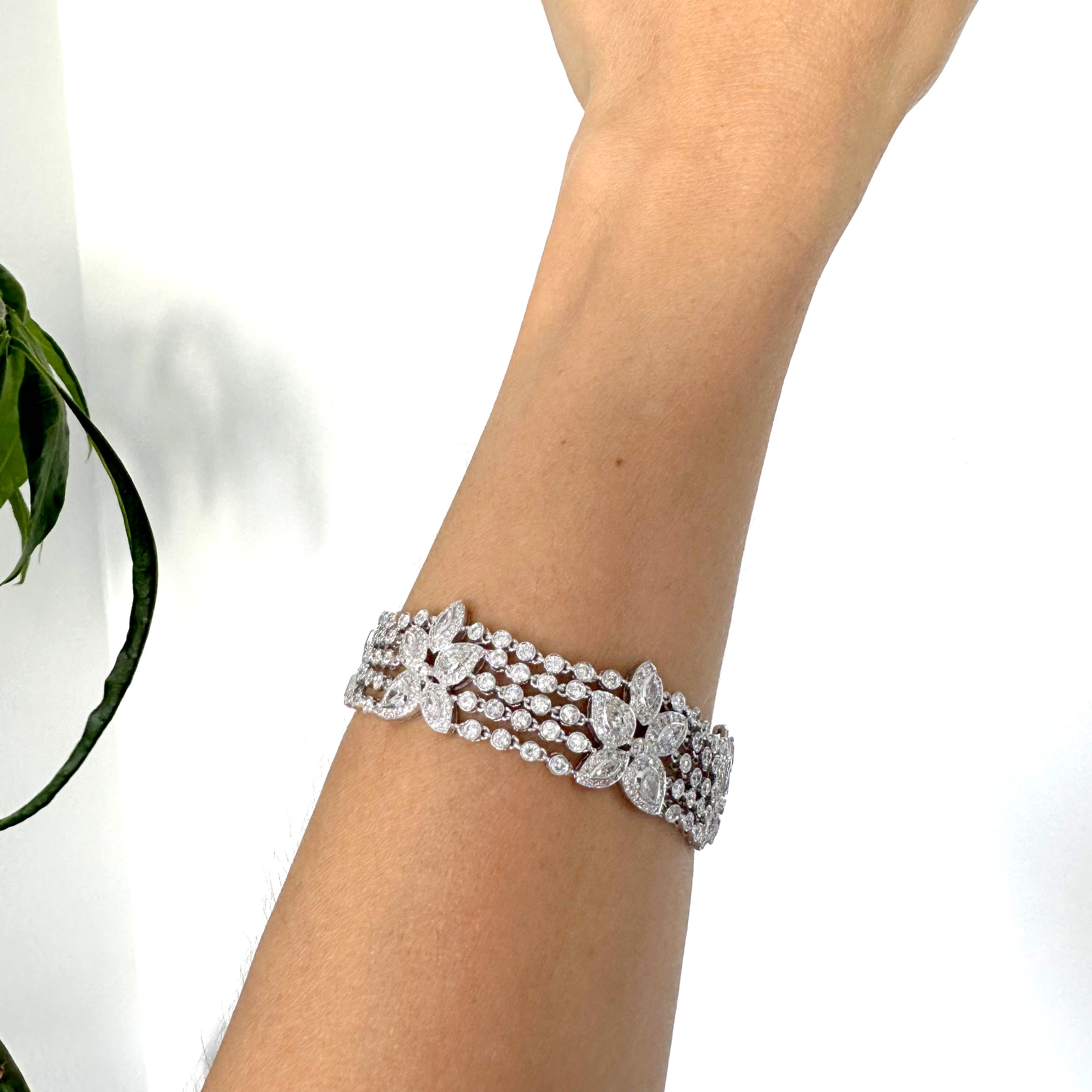 Natural Diamond 18K White Gold Bracelet