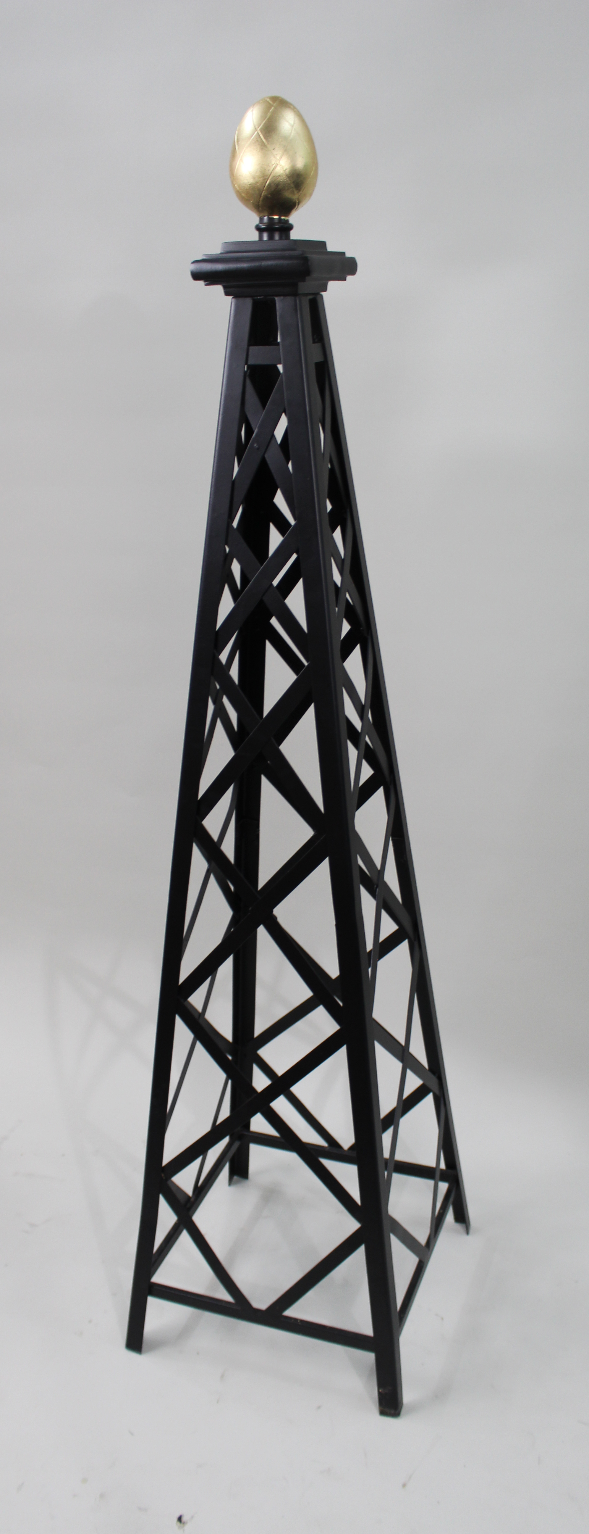 Pair of 5ft Black & Gold Metal Architectural Obelisks