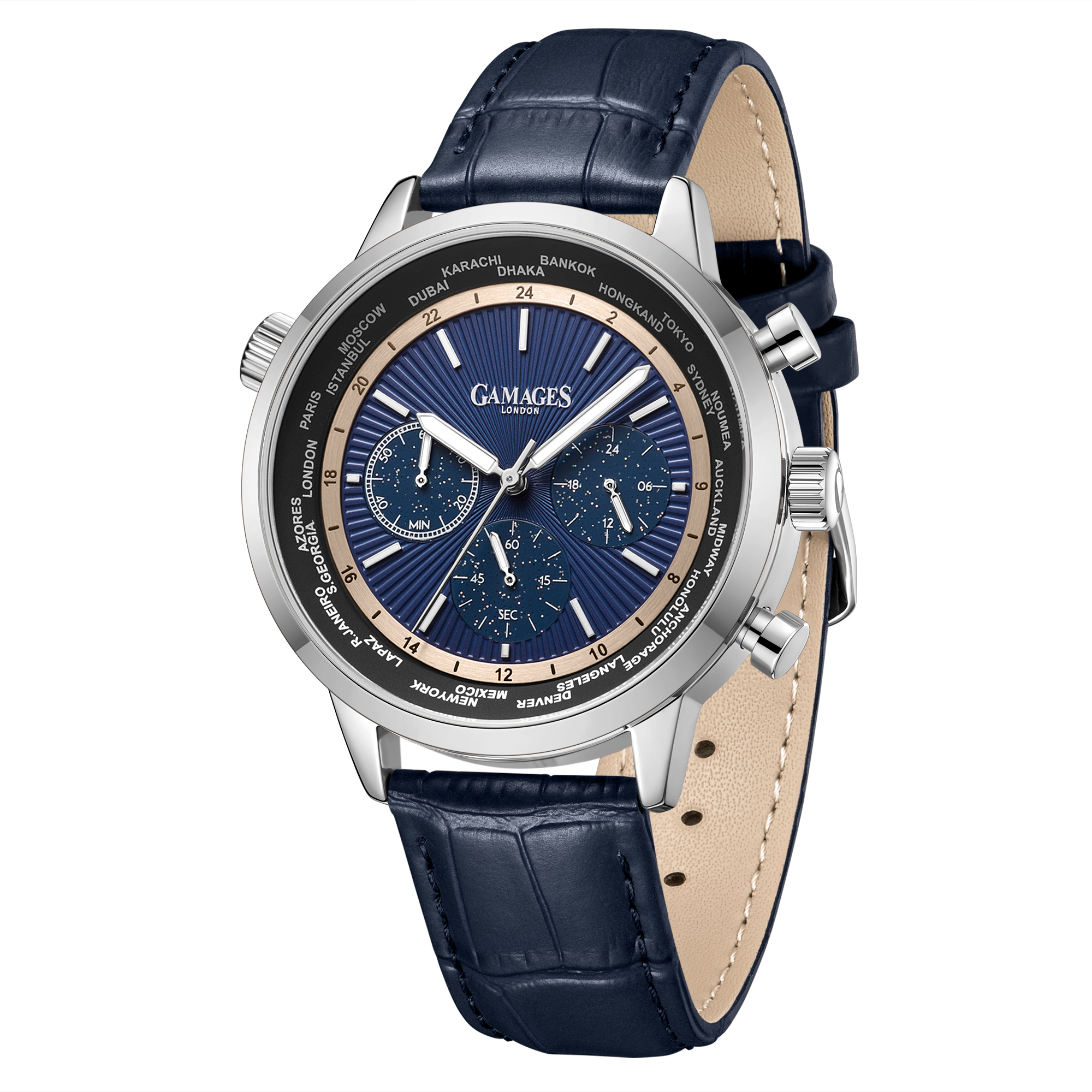 Gamages of London Triton Mechanical Quartz Steel Blue - Free Delivery & 5 Year Warranty