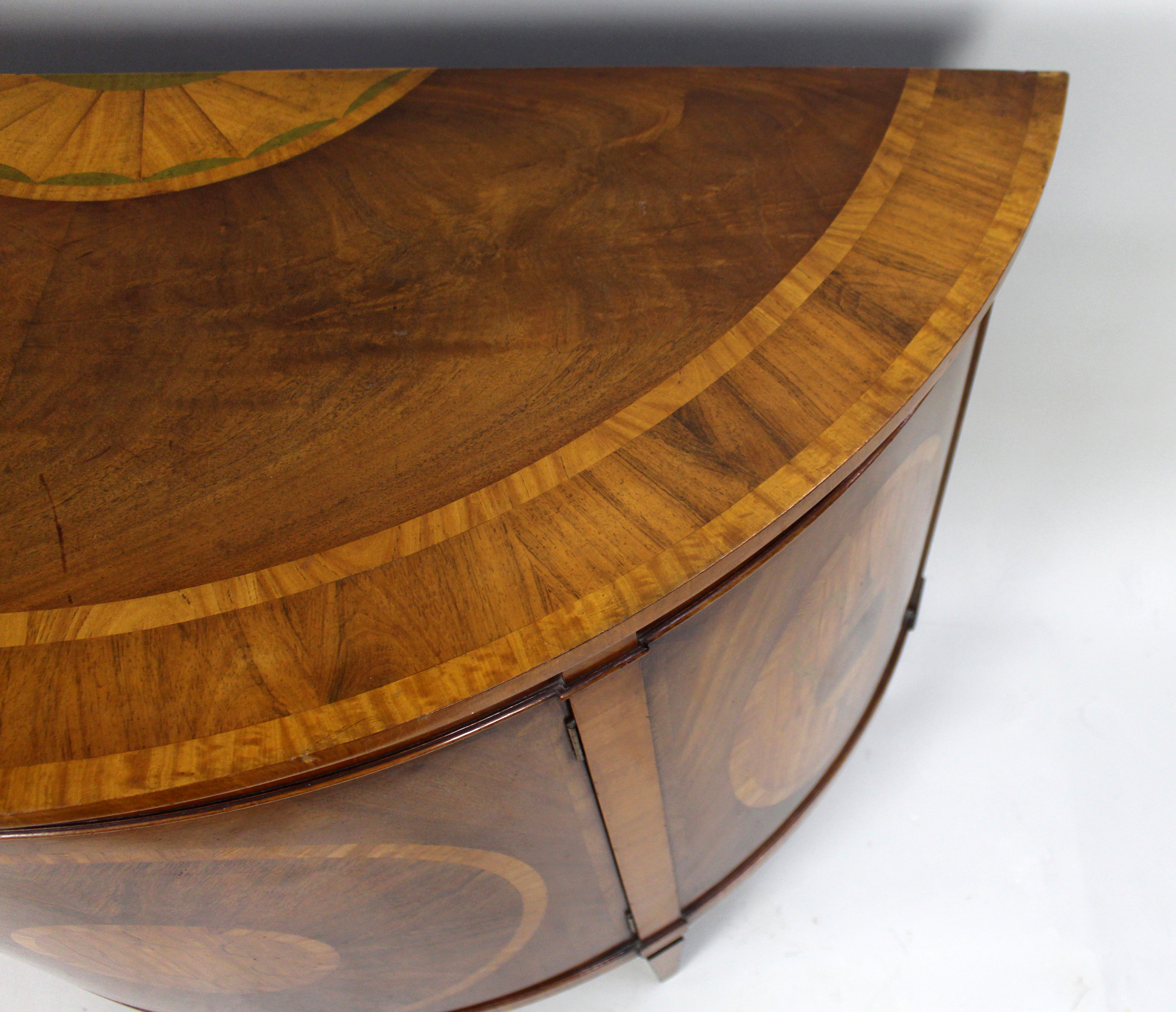Elegant Neoclassical Style Inlaid Demilune Cabinet