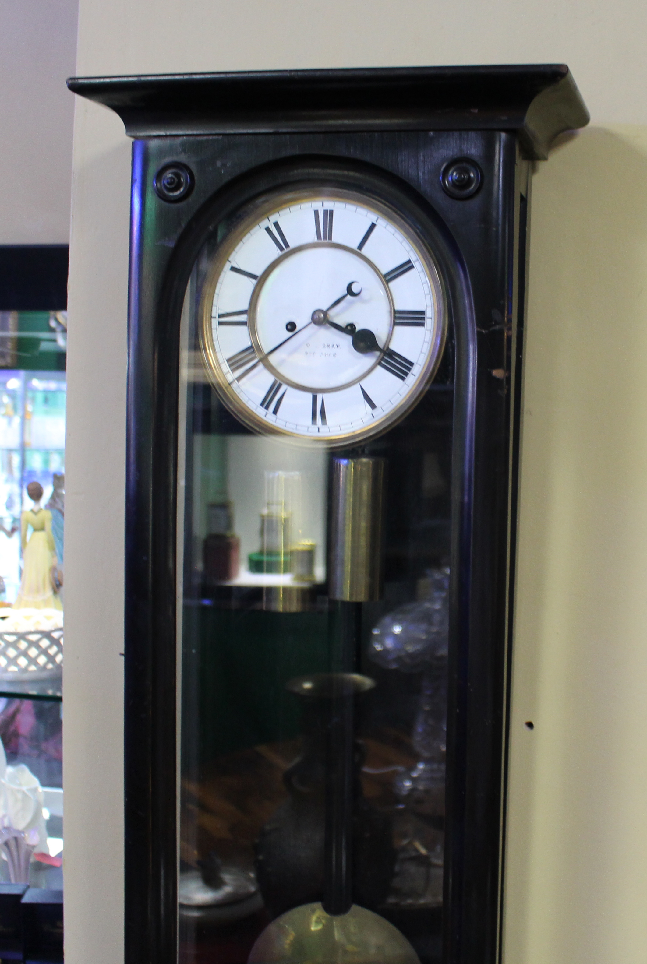 Late 19th c. Ebonized Vienna Wall Clock