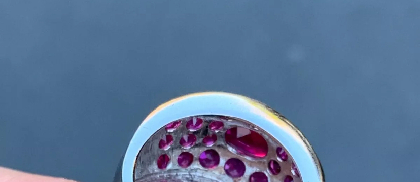 Silver Ruby Cluster Ring. Canadian Classic Designer 925