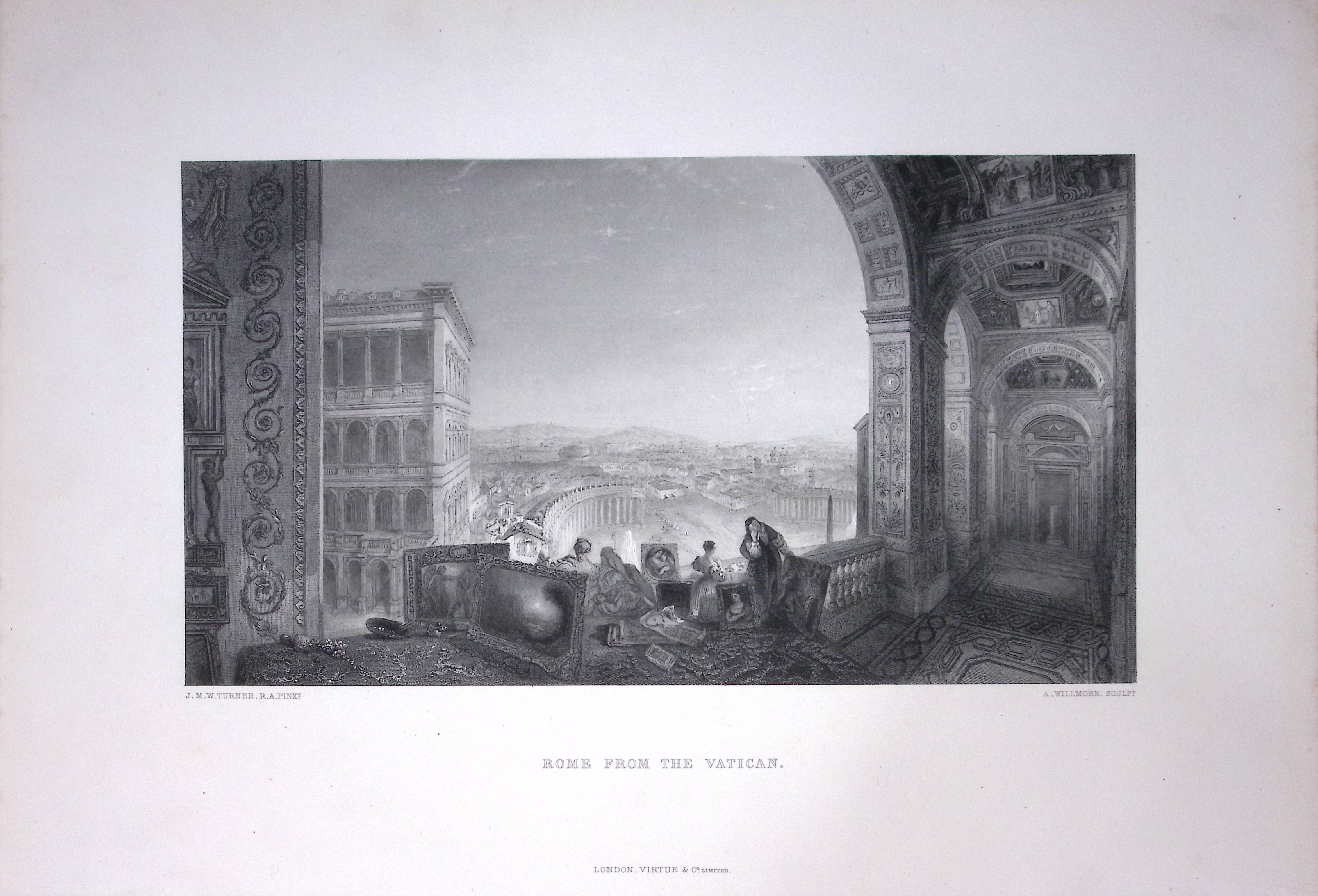 J.M.W Turner Rome View From The Vatican Antique Steel Engraving-39-TR