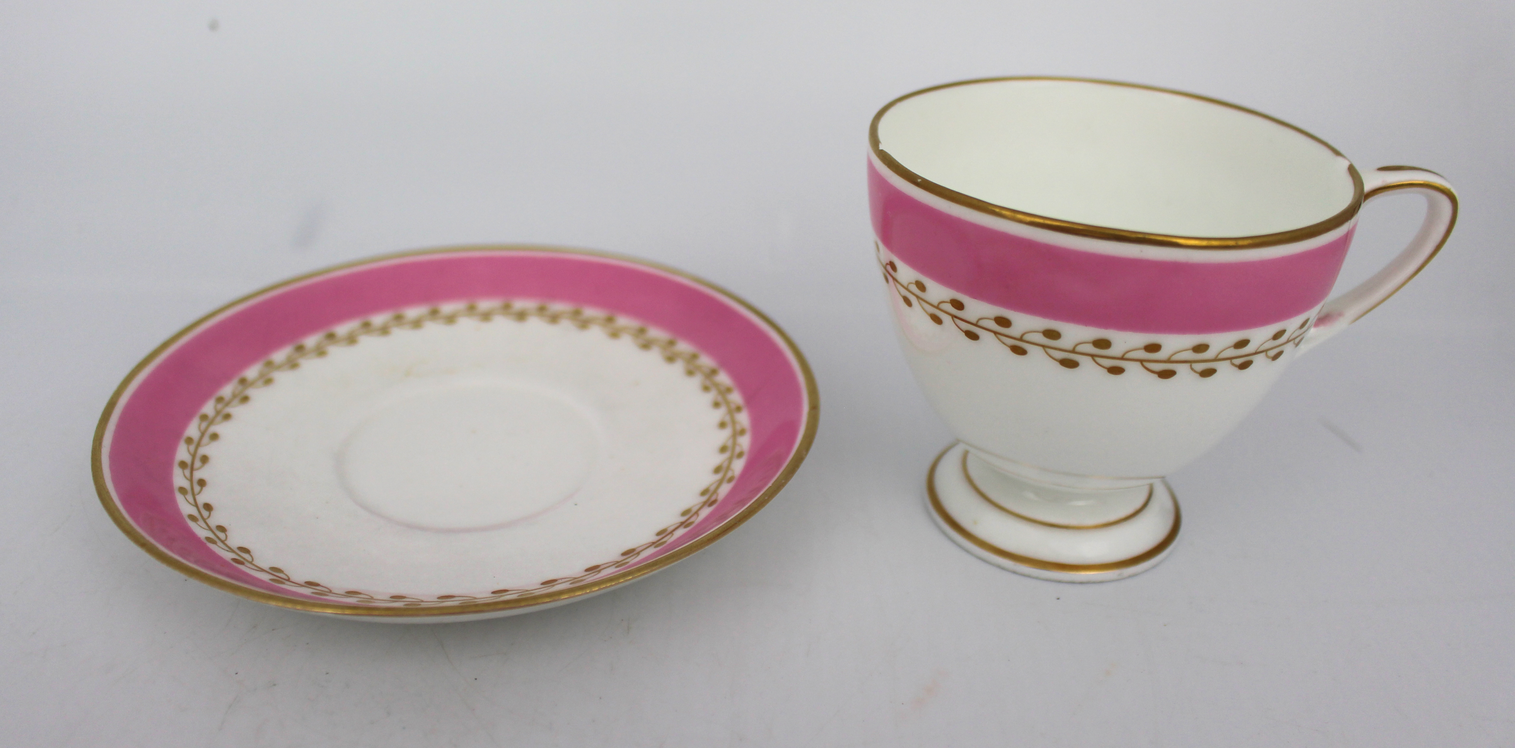 Grainger Worcester Pink & White Cup & Saucer