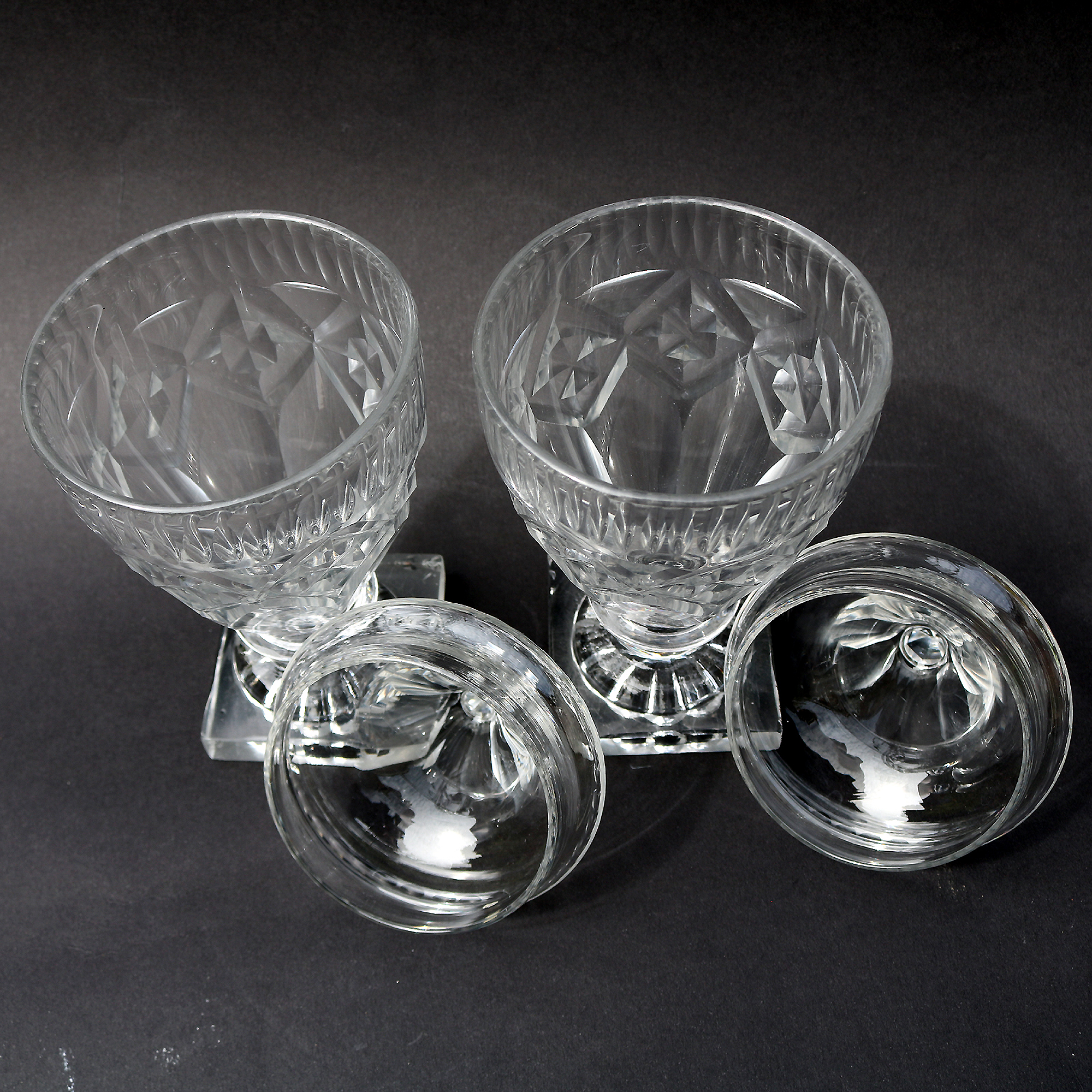 A Pair of Antique Georgian Irish Dublin Cork Cut Glass BonBon Jars Urns C.1790