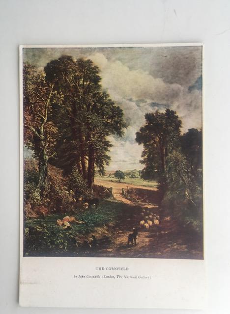 1938 Note Card & 3 Postcards' By The 'Medici Society', Constable Etc, Dedicated.