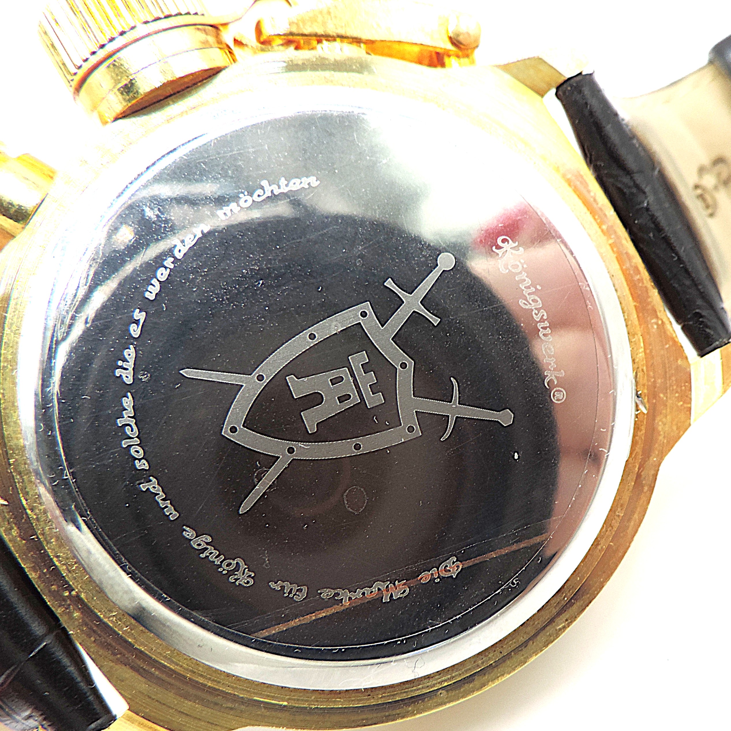 Koniswerk Chronograph Tachymeter Quartz Watch Black Leather Strip