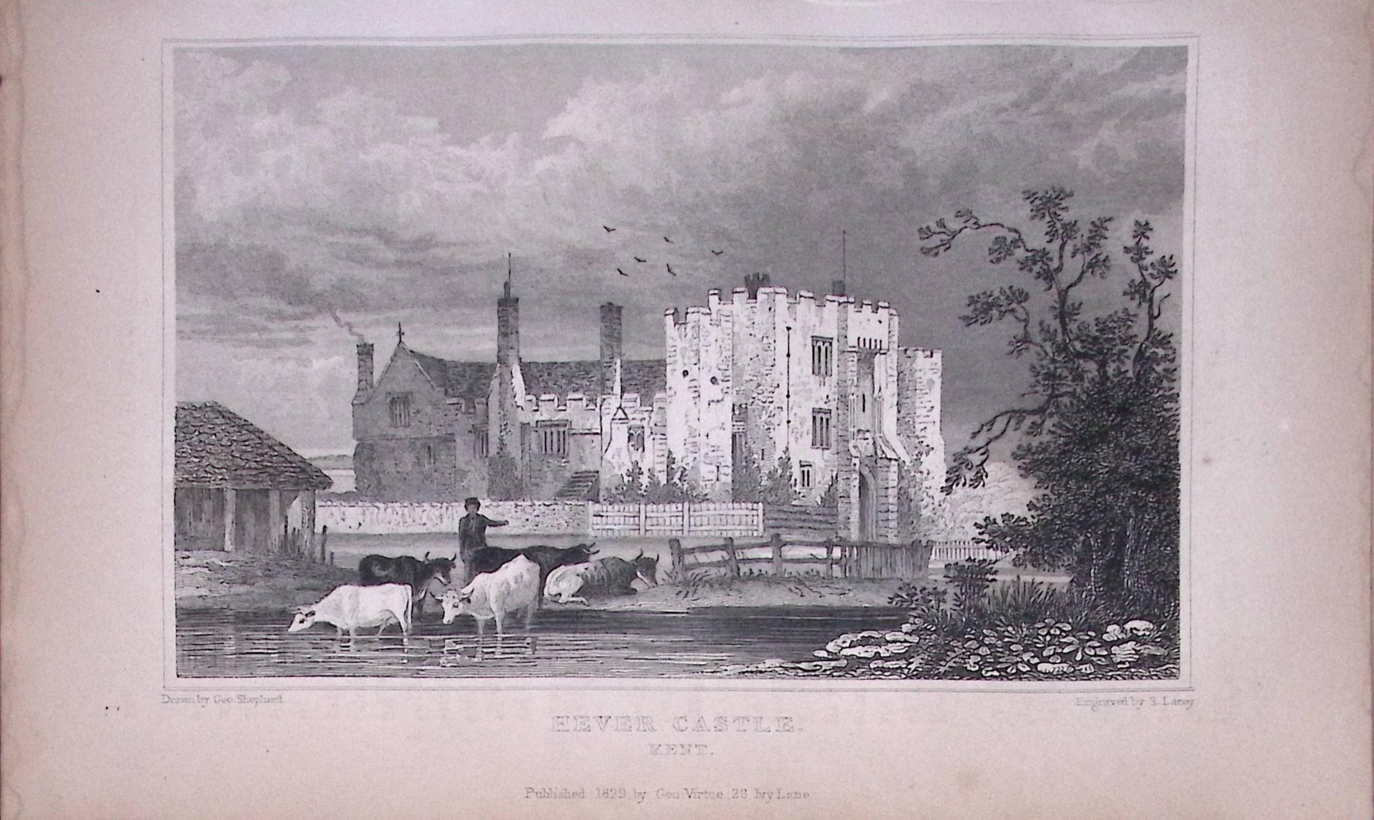 Hever Castle Kent 1829 Antique 197 Years-Old Steel Engraving-18