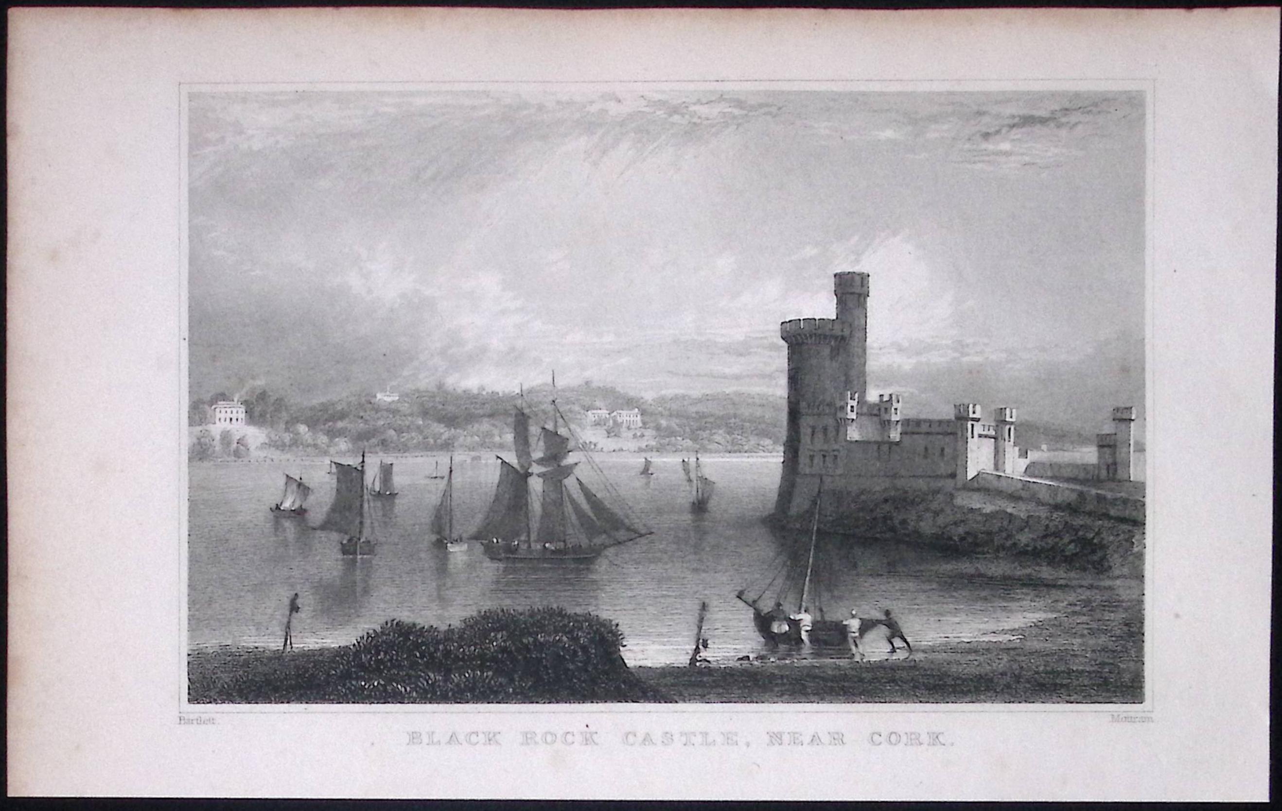 Cork Black Rock Castle 194 Years Old Antique Steel Engraving-5