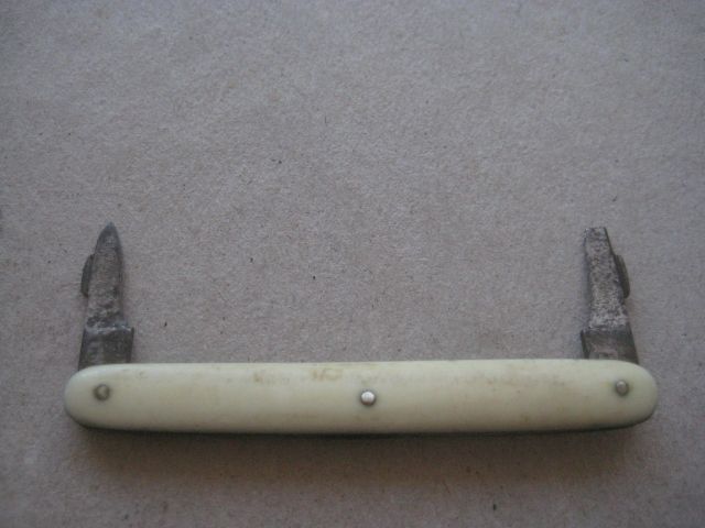 Antique French Bone Hafted Twin Bladed Penknife, c1900
