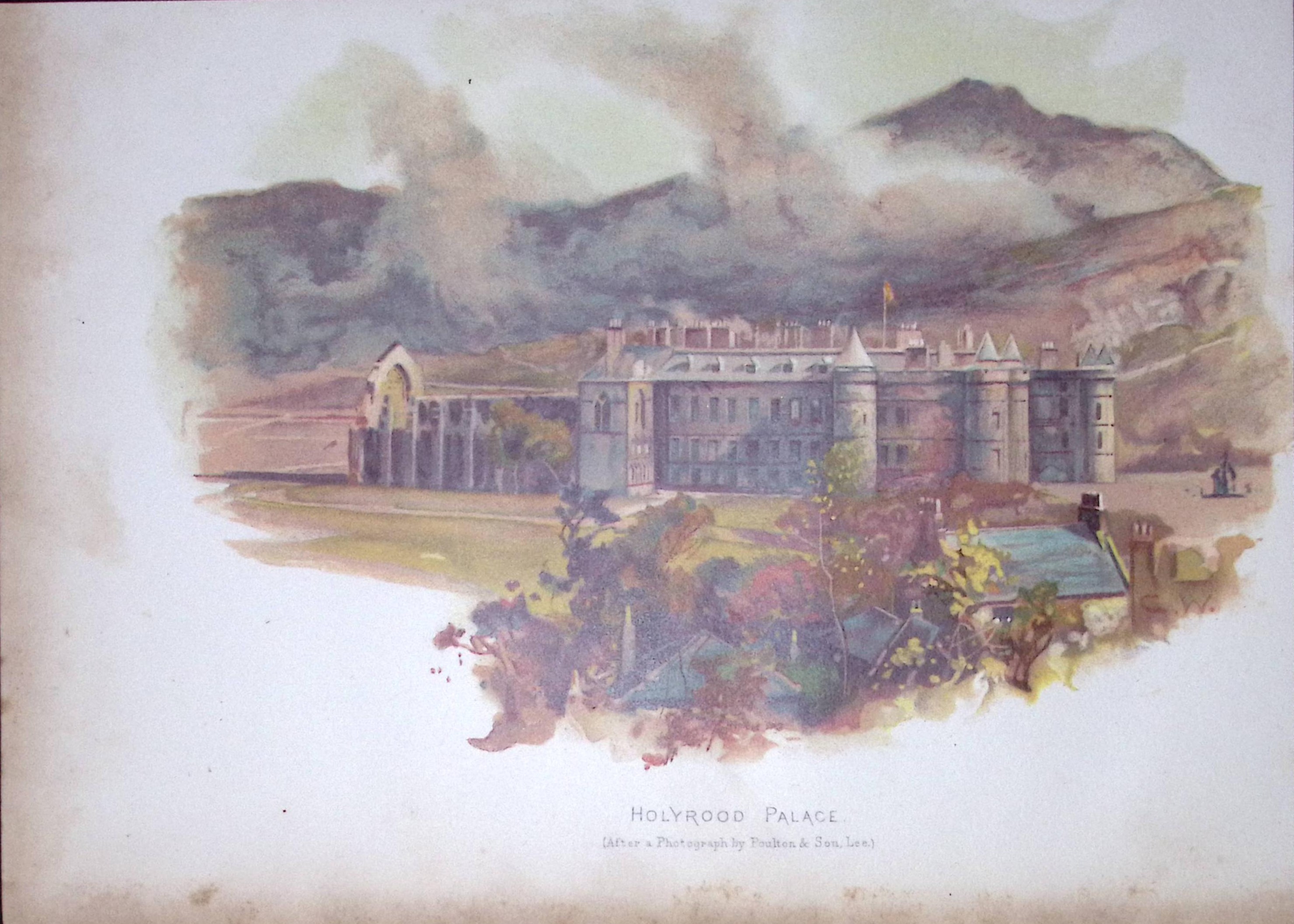 Holyrood Palace Edinburgh Scotland Antique Chromolithograph -2-TR