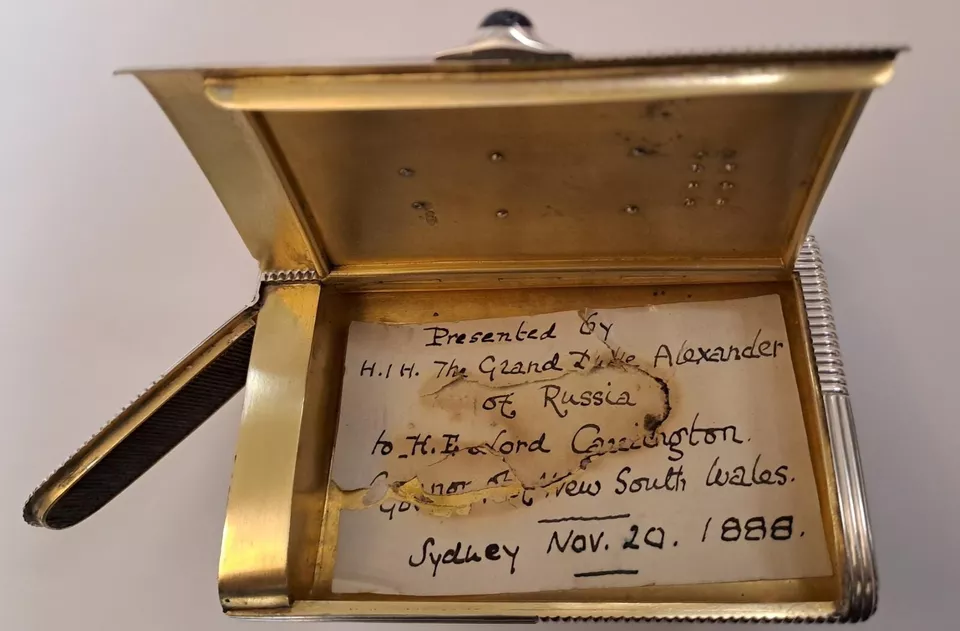 Royalty A Russian Imperial silver presentation cigarette and vesta case, by Nicholls & Plincke,