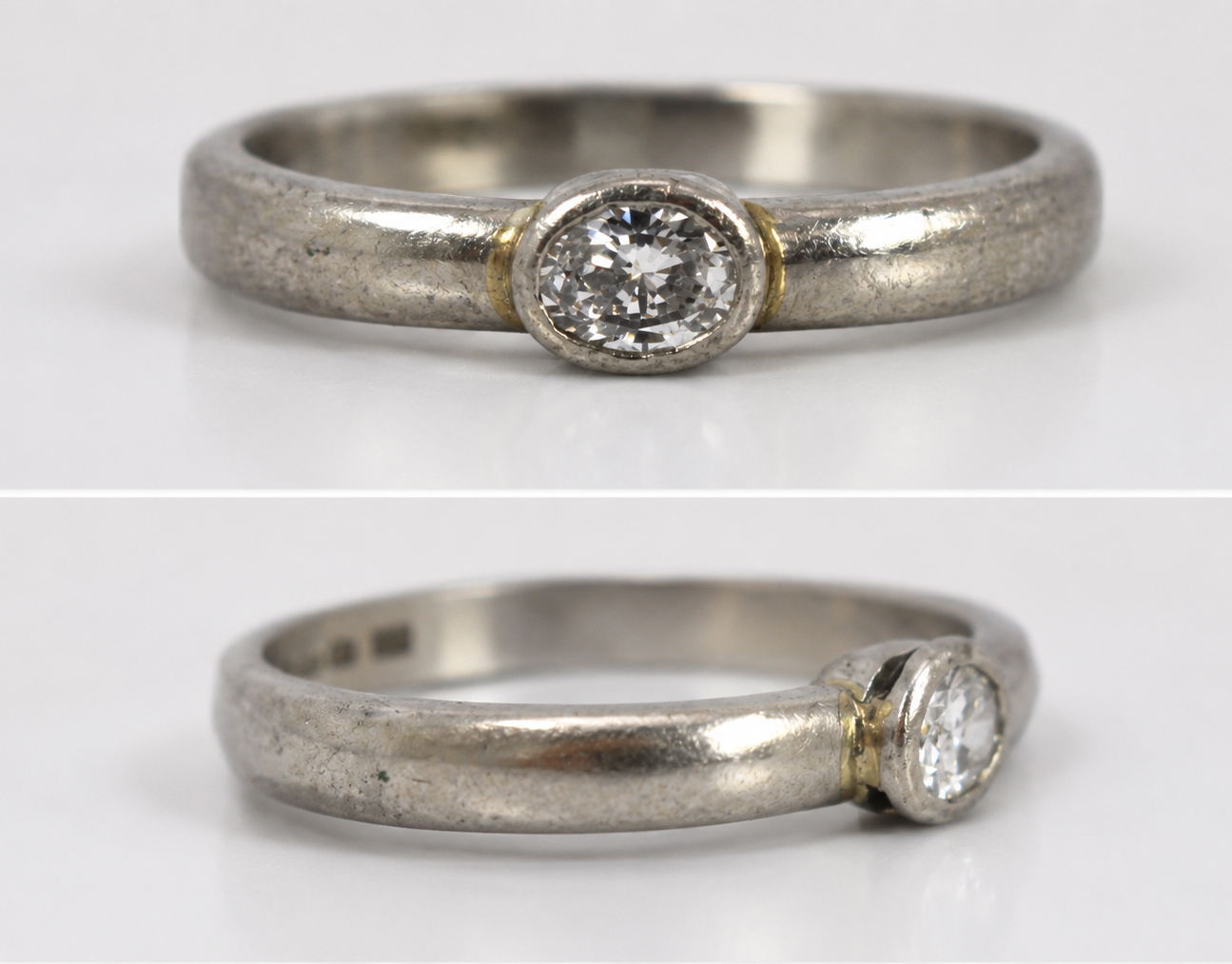 Vintage Oval Diamond Platinum Ring