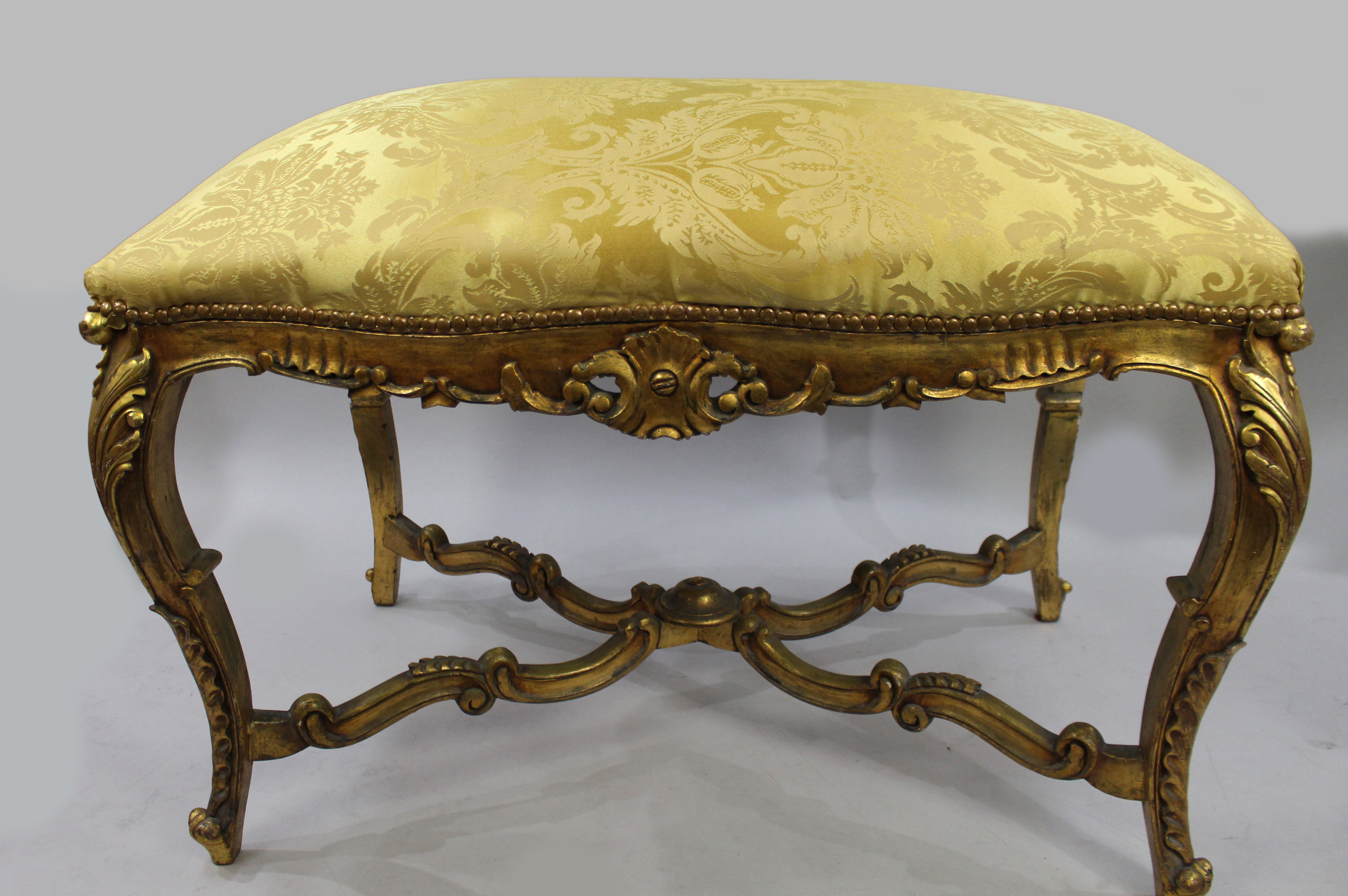 Large Louis XV Style Giltwood Upholstered Banquette