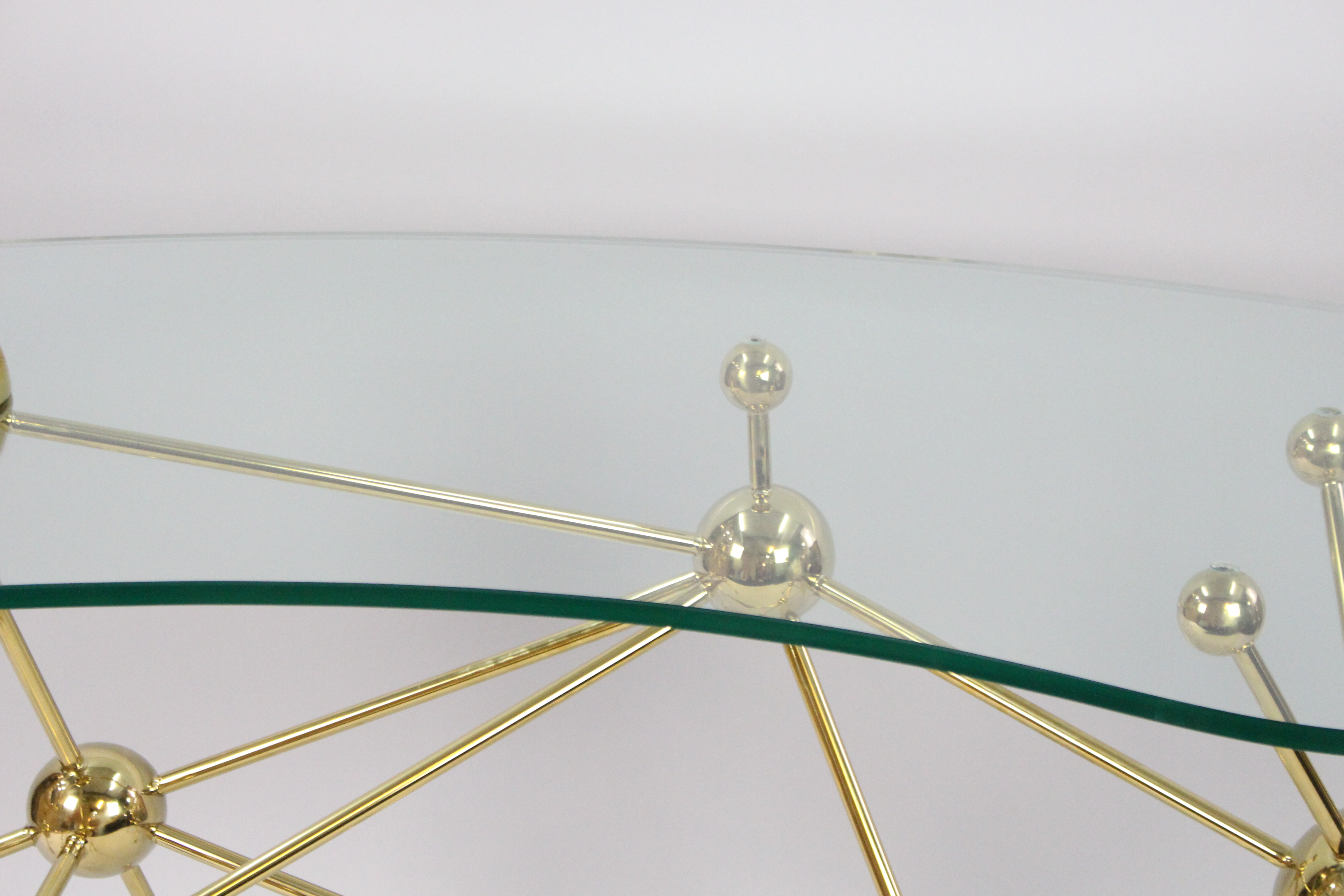 Contemporary Kidney Shaped Glass Table by Eichholtz with Gold Frame