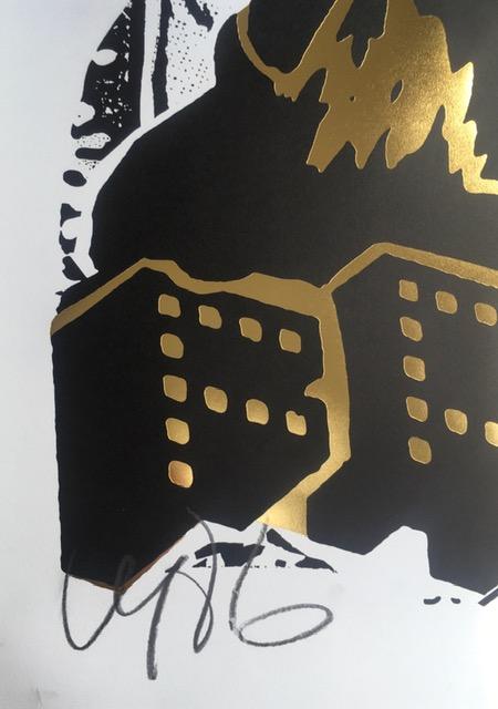 Faile (b 1975 & 76) Alsatian ‘Black/Gold’ Embossed Screen Print On Paper Signed, Limited Edition 23