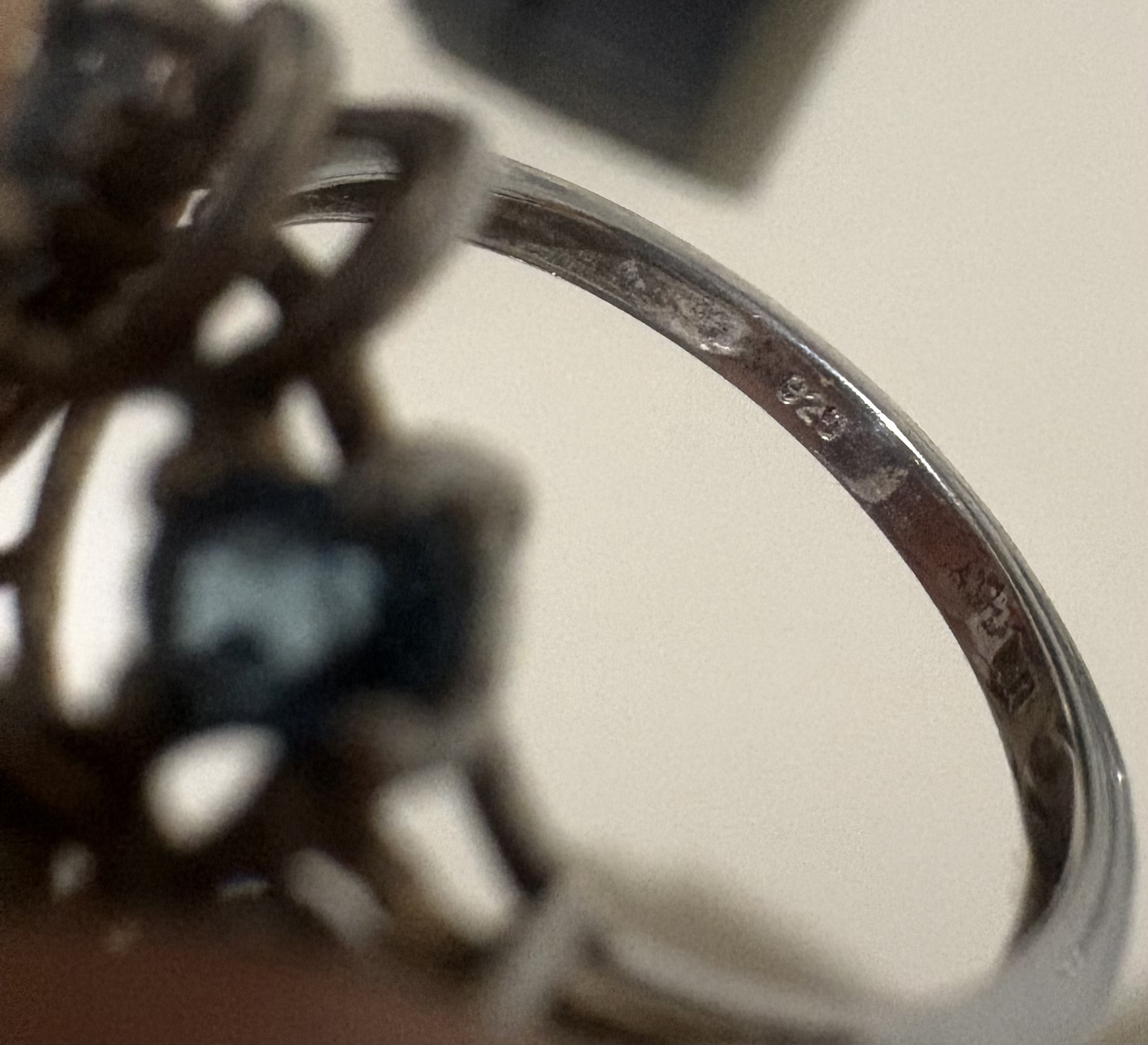 Silver Ring With Blue Stones, 4 grams, Q/R