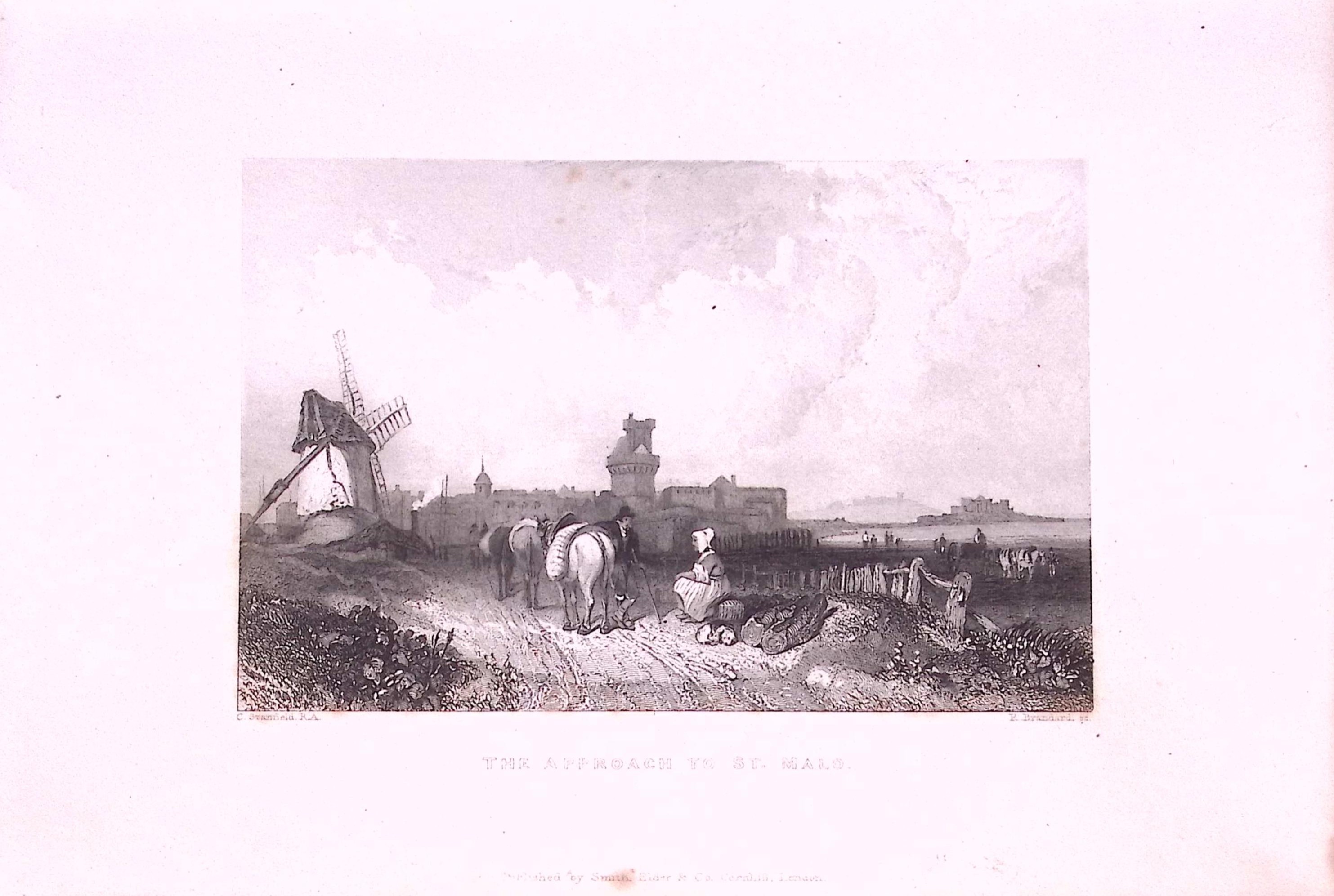 Saint Malo Brittany France  179 years-Old Antique Steel Engraving Print-10-TR