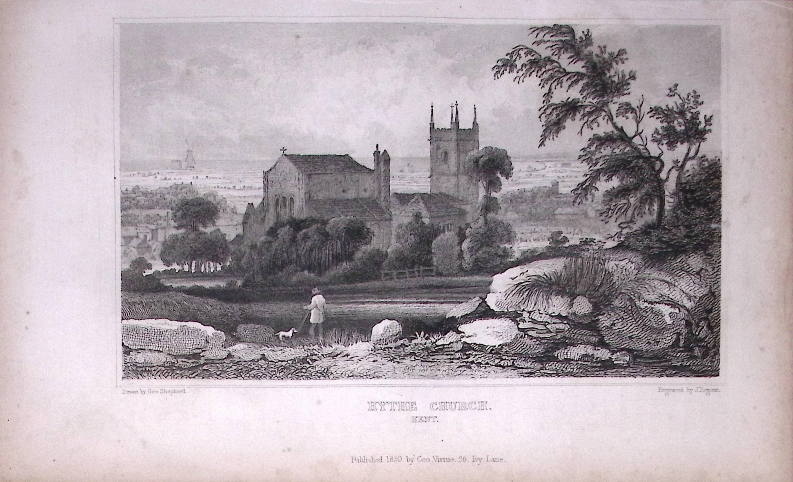 Hythe Church Kent 1829 Antique 197 Years-Old Steel Engraving-11