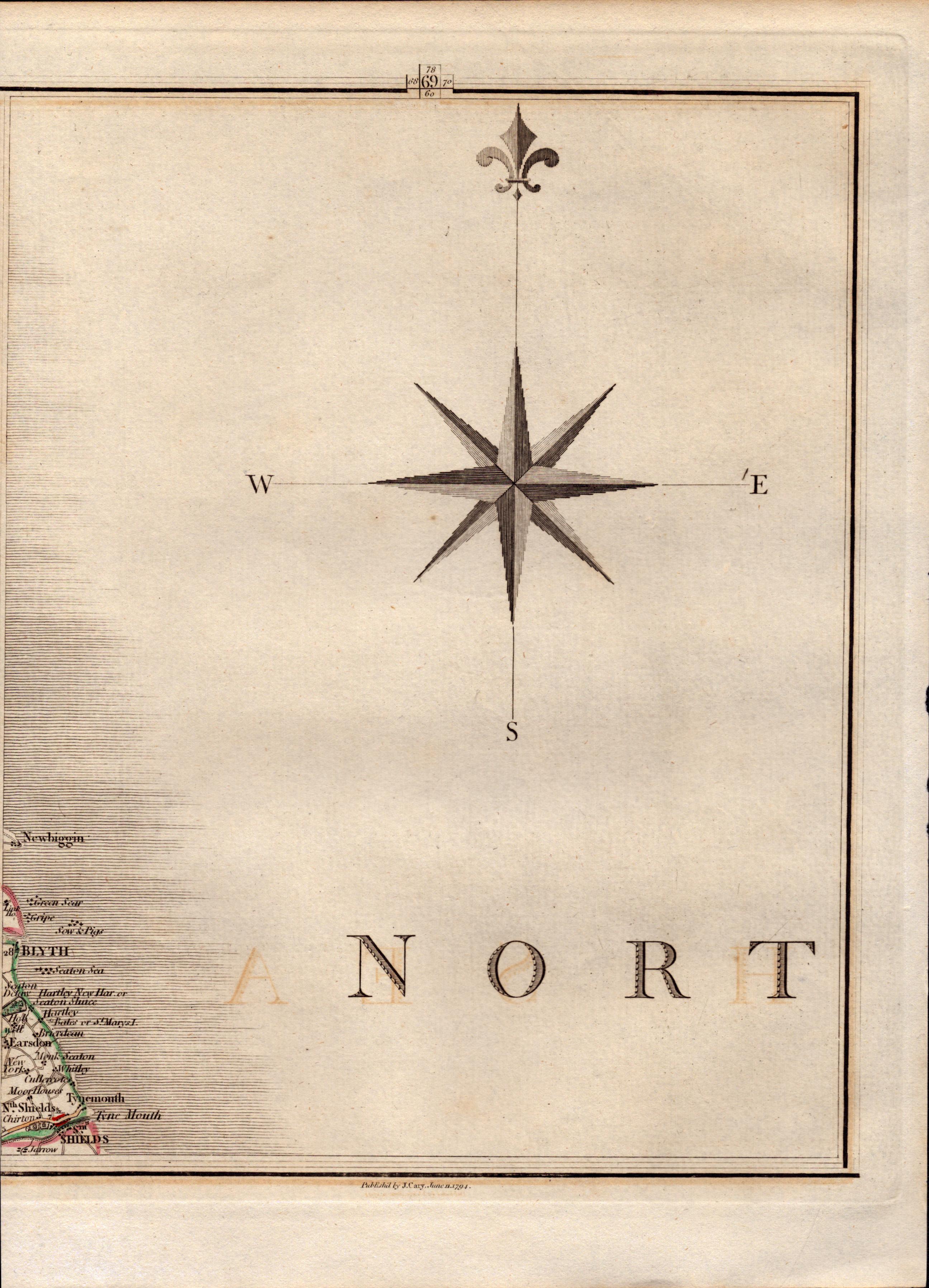 Blyth Tynemouth Shields Newbiggin John Cary’s Antique  1794 Map-69.