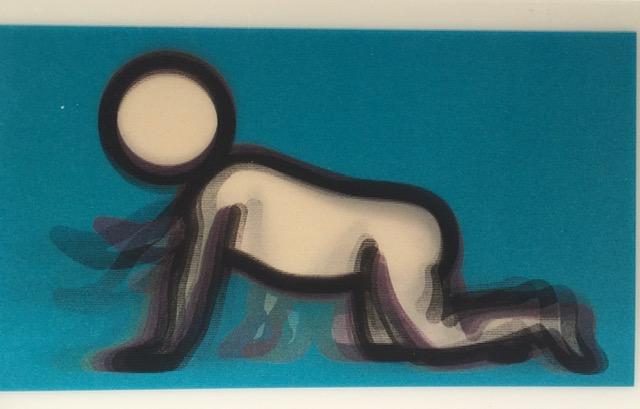 Julian Opie (1958-) 3D Lenticular Moving Image, in Colours ‘Dino Crawling’ Framed, 2012