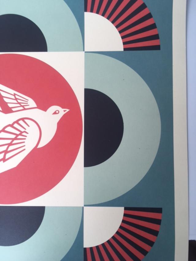 Shepard Fairey (b 1970) ‘Geometric Dove’, 3 Hand Signed Lithographs, 60 x 60 cm, 2020