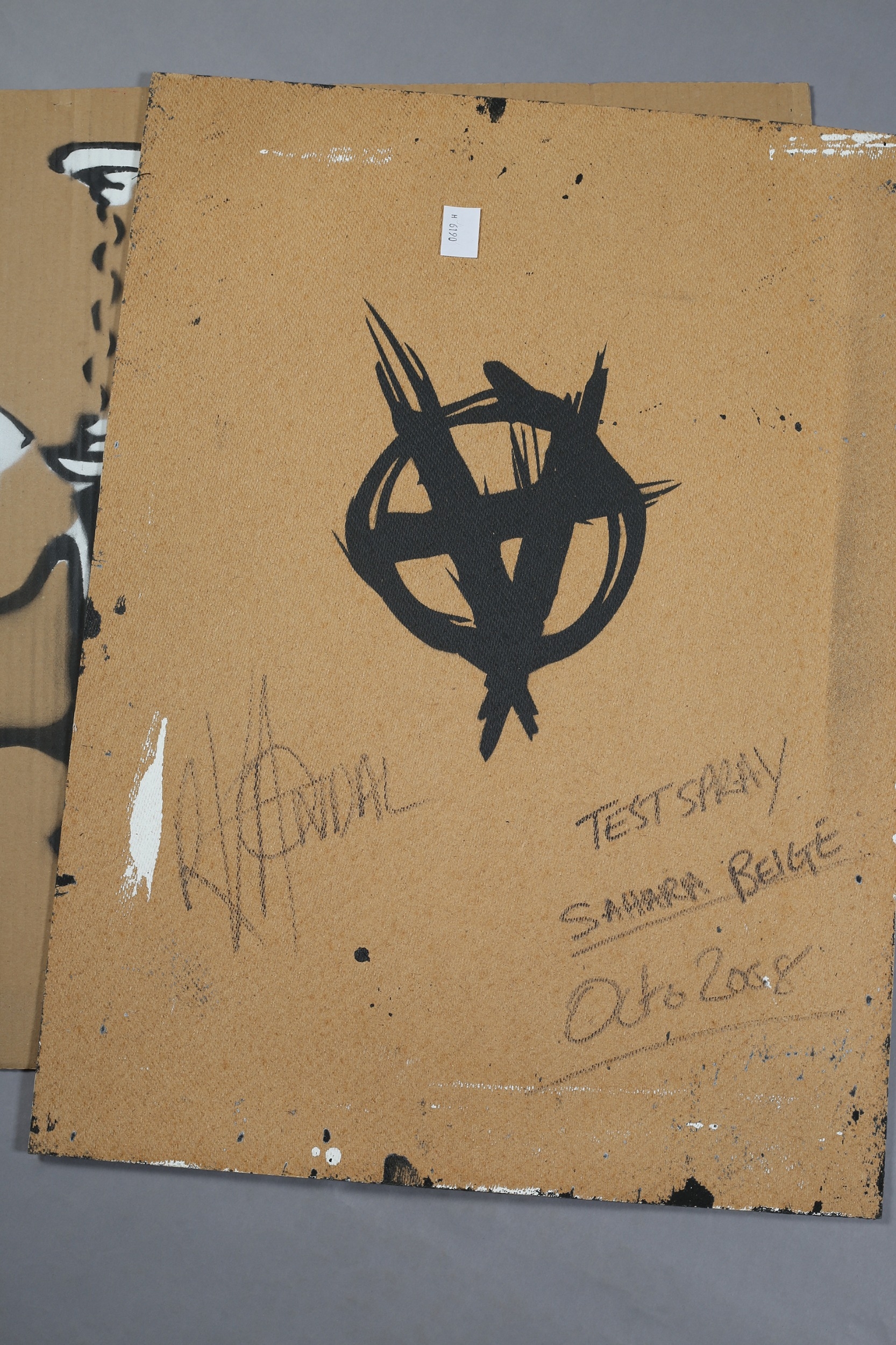 Rourke Van Dal(b1964) ‘Pissing Copper’, Spray Paint Stencil, Board, Signed, 1 Off Edition, 2008