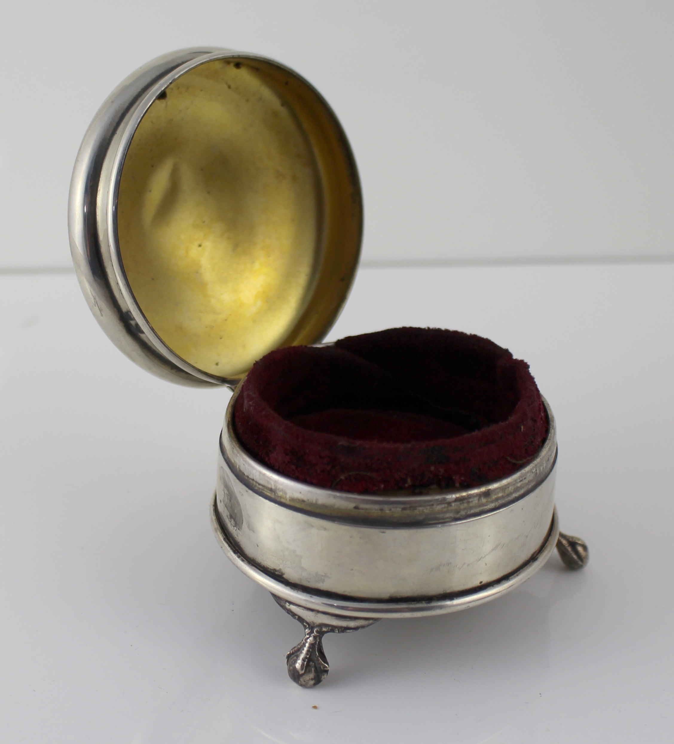 Sterling Silver Velvet Lined Pin Cushion Birmingham 1920