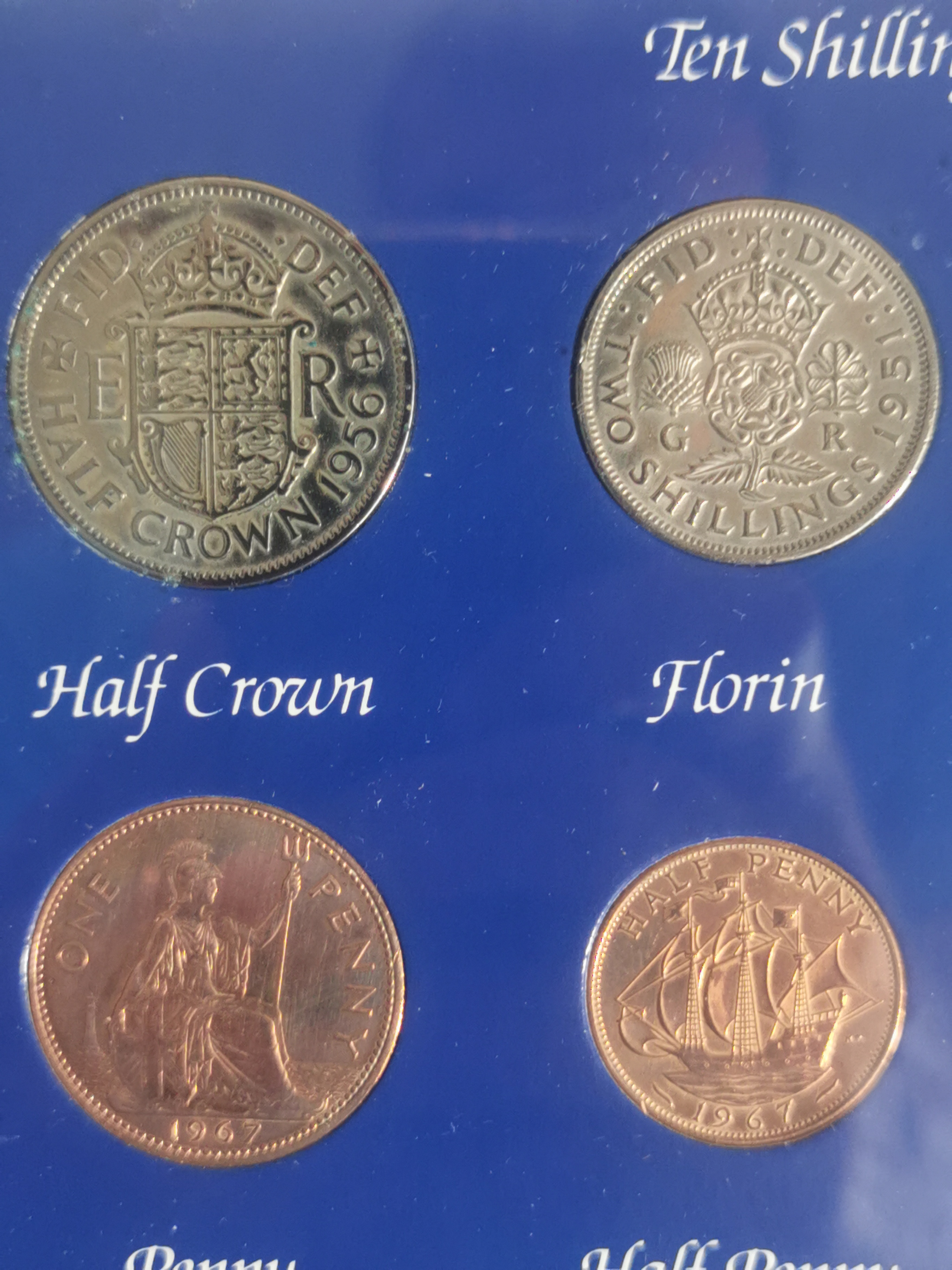 Great Britain Pre-Decimal Currency Framed Display Set - Coins & Banknotes Collection