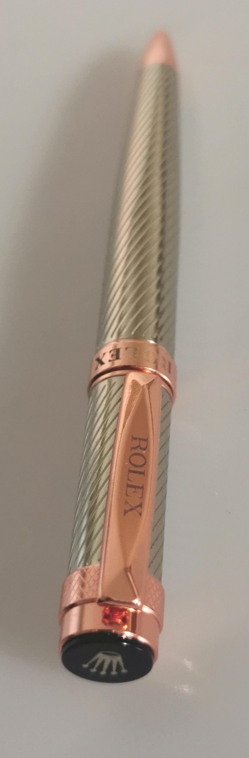 Executive Style Rolex-Branded Twist Ballpoint Pen - Rose Gold & Silver Finish