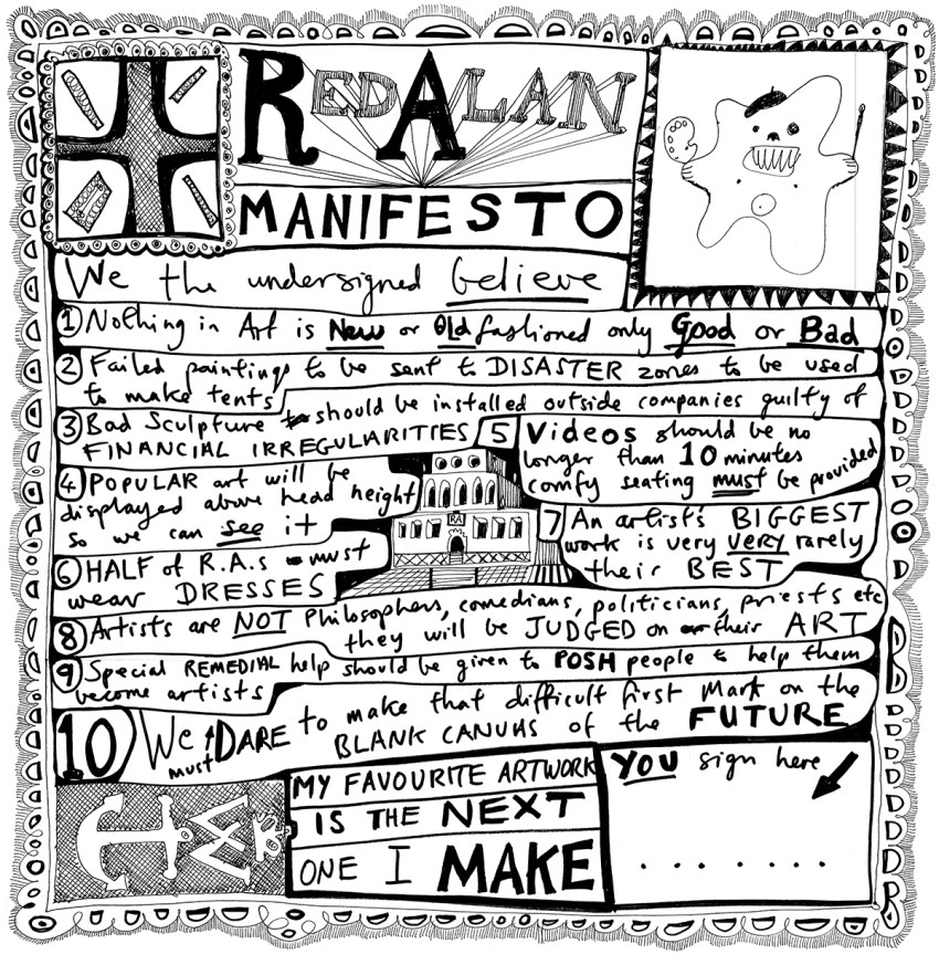Grayson Perry CBE RA Hon Friba (b1960), By and After, ‘Red Alan Manifesto’, Print On Napkin, 2014