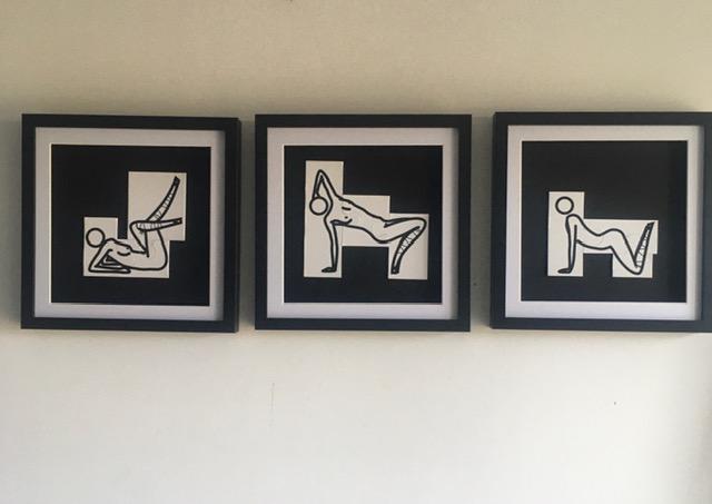 Julian Opie (1958) ‘This Is Shahnoza’ In 3 Parts, Wooden Maquettes, Framed, 2008