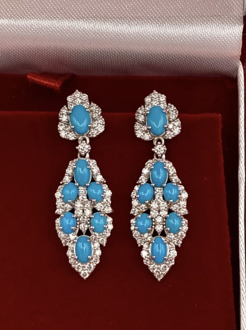 Turquoise & Diamond Drop Earrings