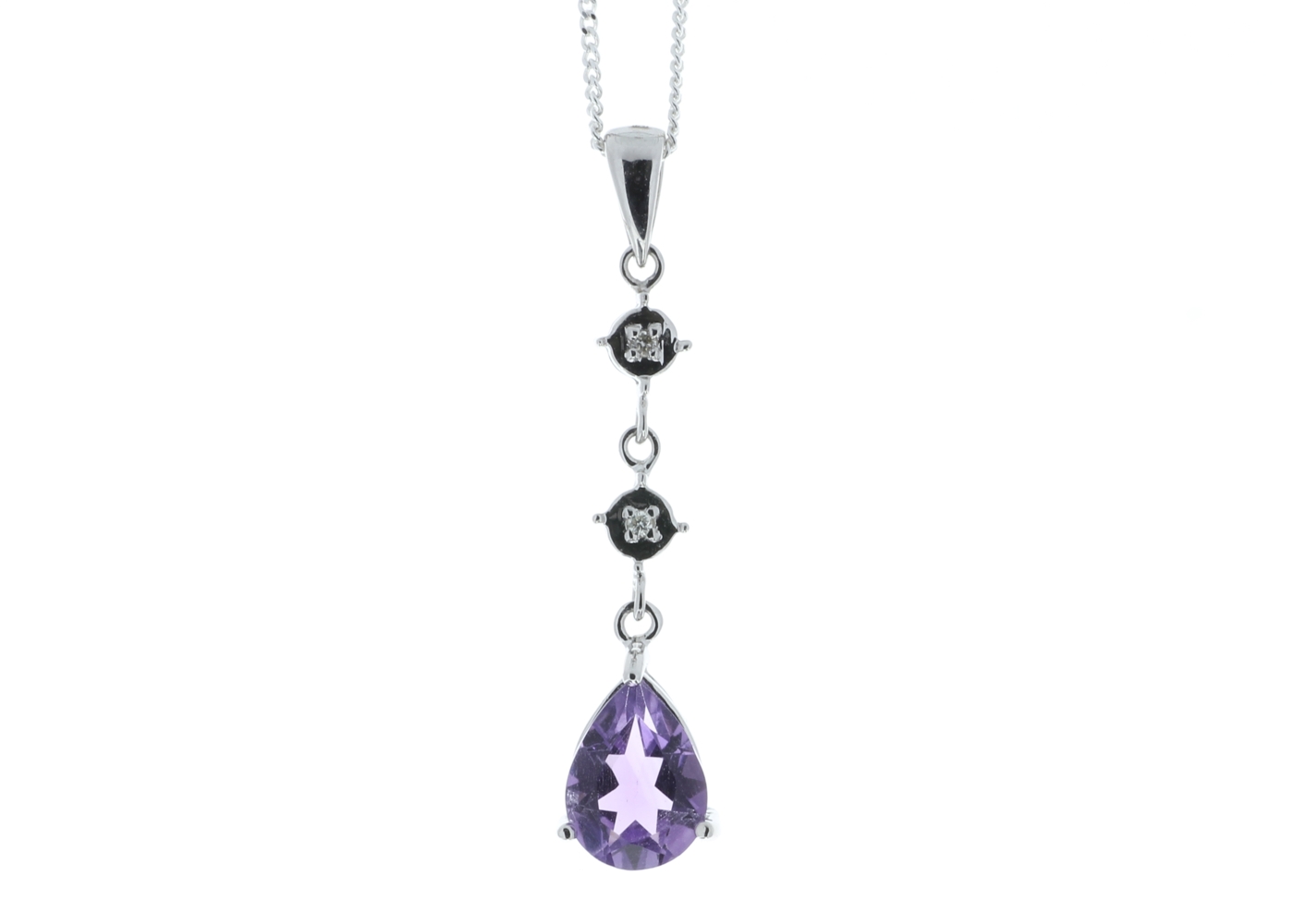 9ct White Gold Amethyst And Diamond Pendant 0.01
