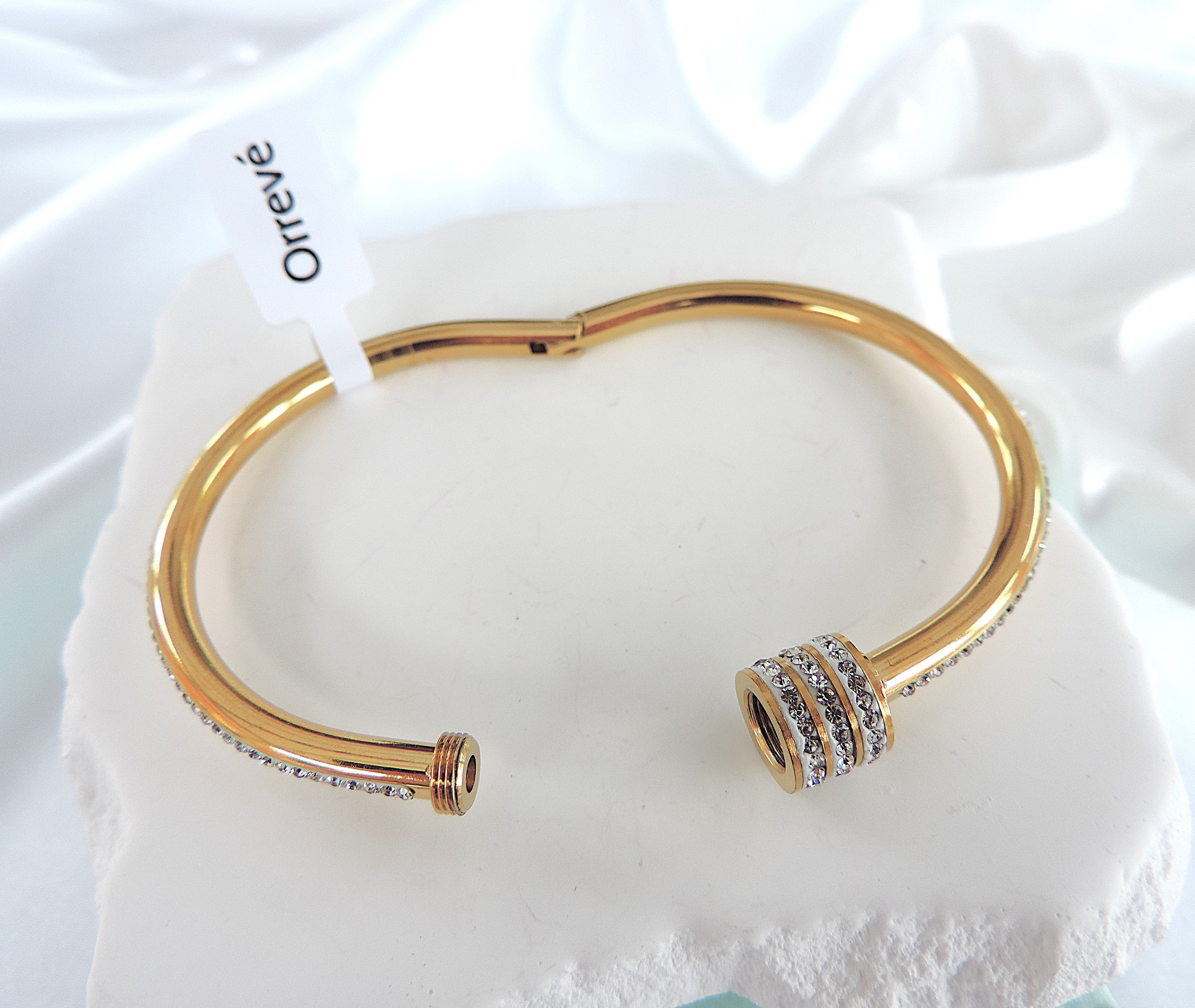 Designer 14k Gold Plated Crystal Bangle 'New'