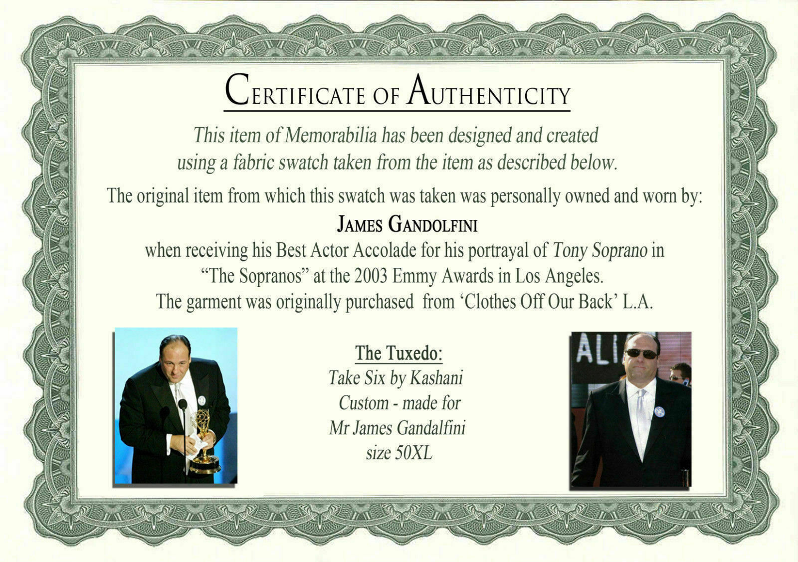 The Sopranos Clothing Owned & Worn By James Gandolfini