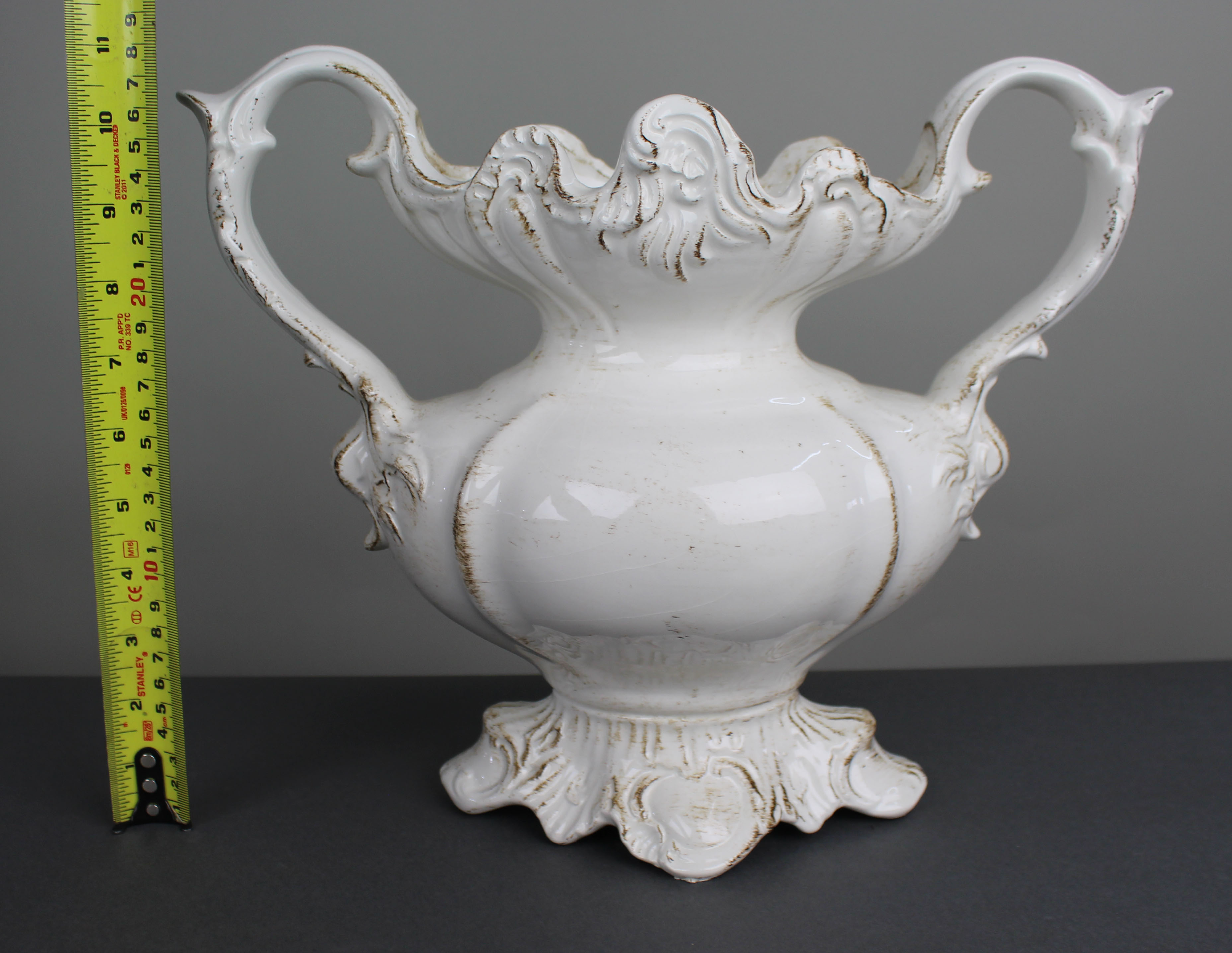 Vintage Italian Porcelain Two Handled Flower Vase