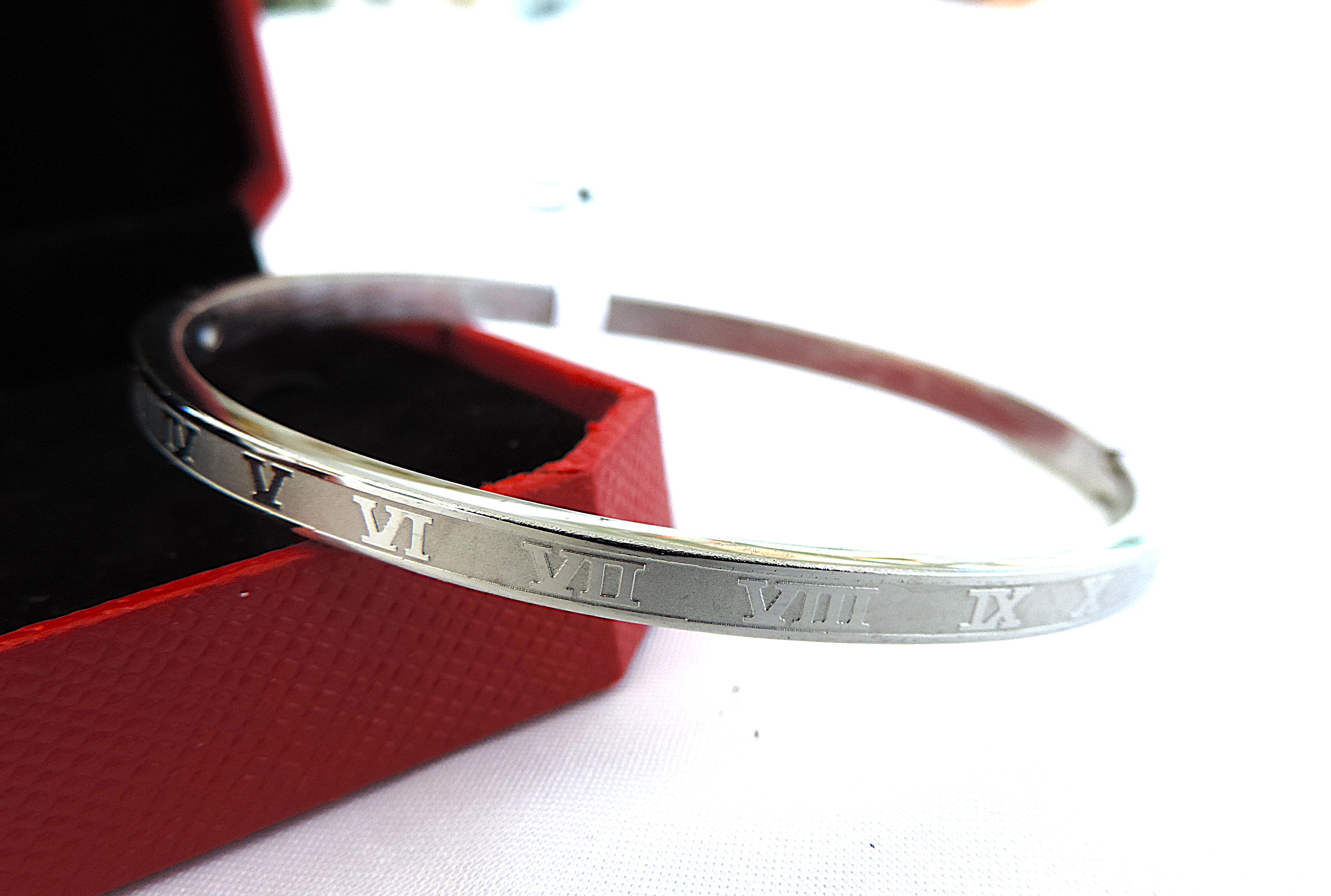 Orrevé Roman Numeral Stainless Steel Hinged Bangle/Bracelet 'New'