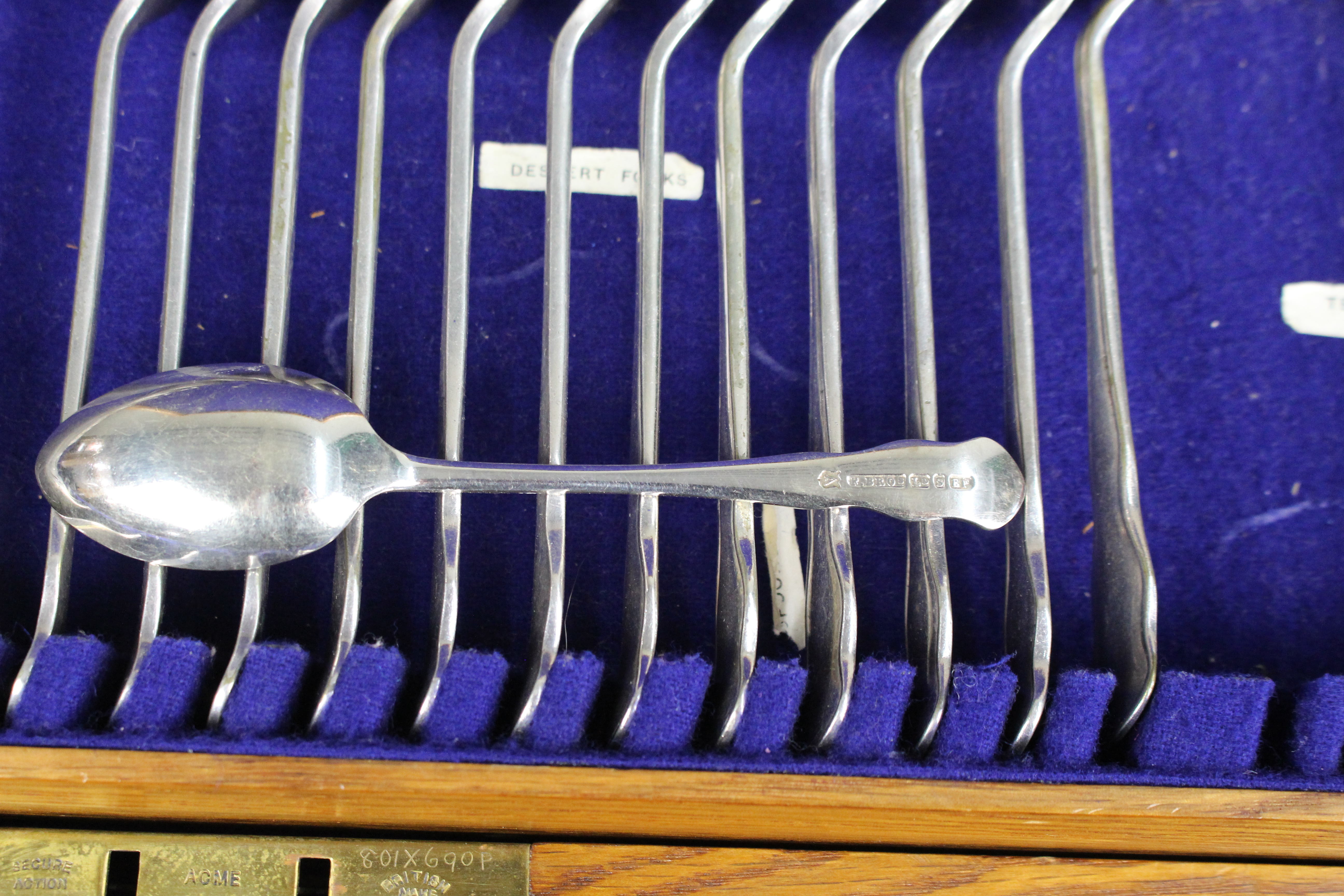 Edwardian Oak Canteen of Silver-Plated Cutlery, P. Bros Ltd, Sheffield, dated 1917