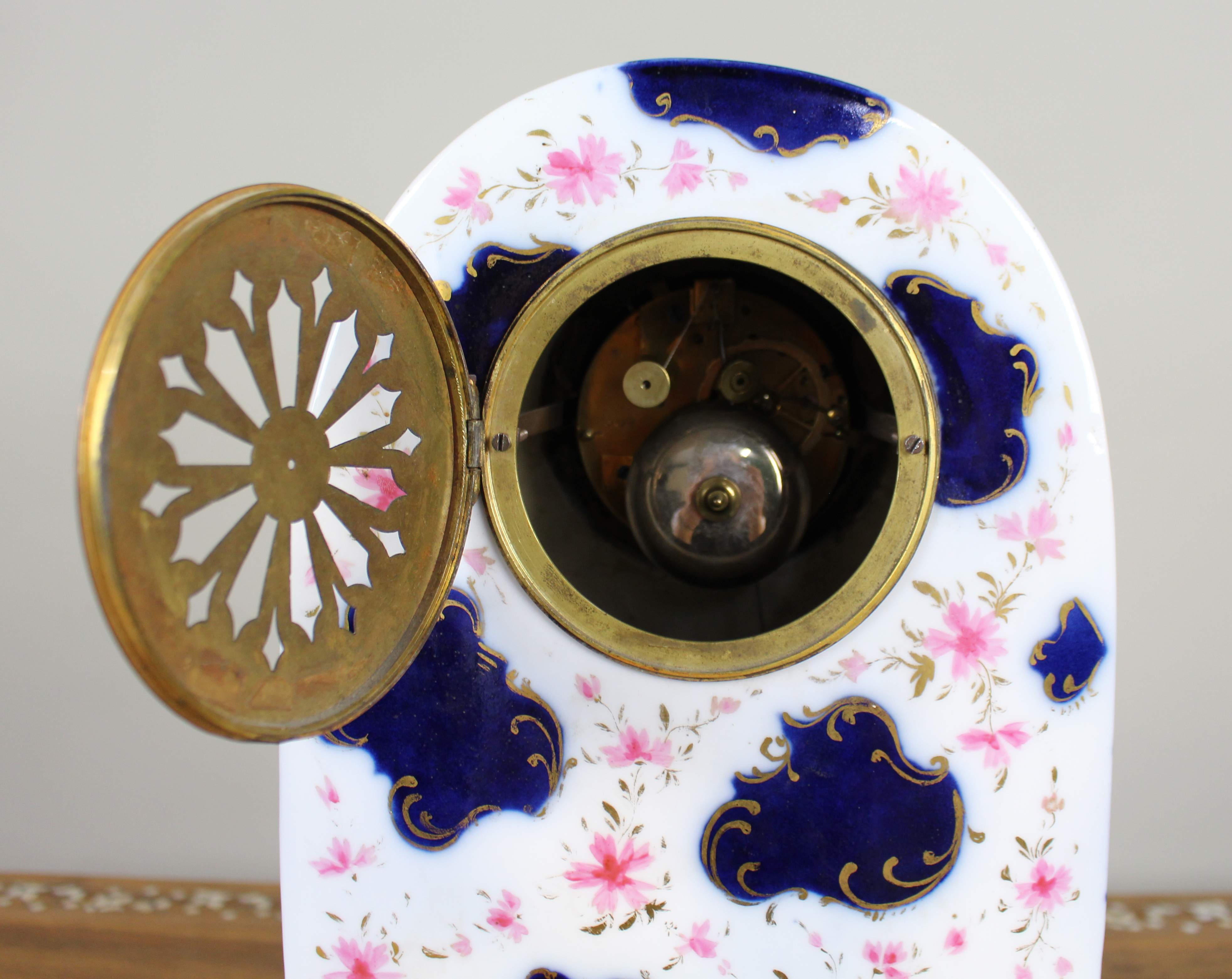 Mid-19th Century French Porcelain Rococo Revival Mantel Clock