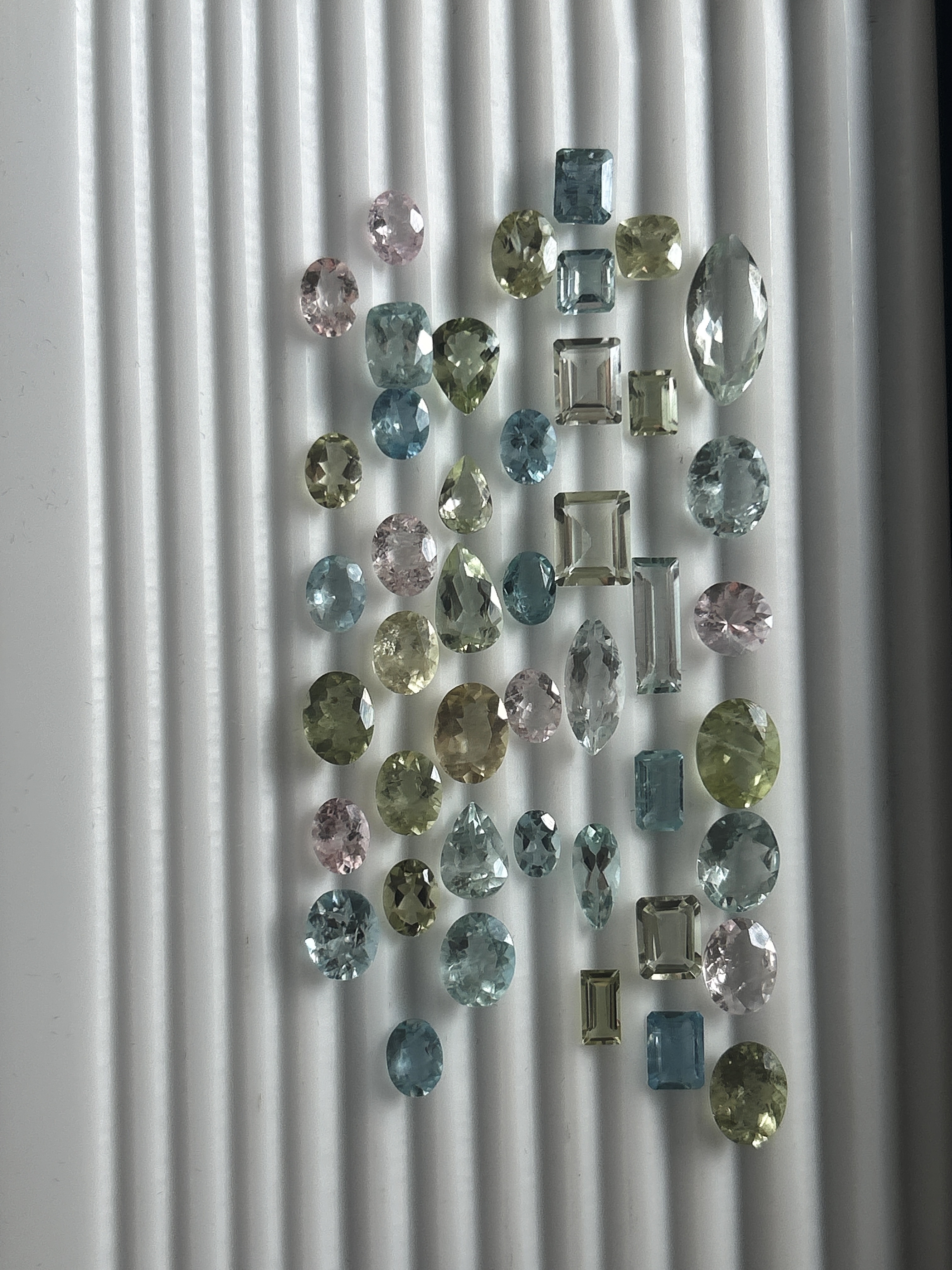 72.75ct Natural Blue and Green Aquamarine and Pink Morganite