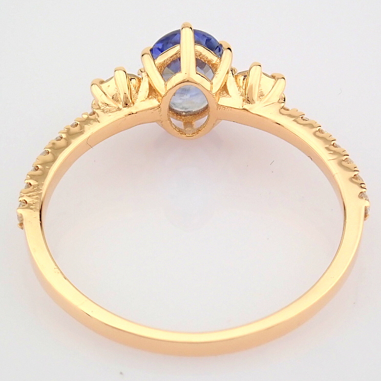 Certificated 14K Rose/Pink Gold Diamond & Sapphire Ring (Total 1.14 ct Stone)