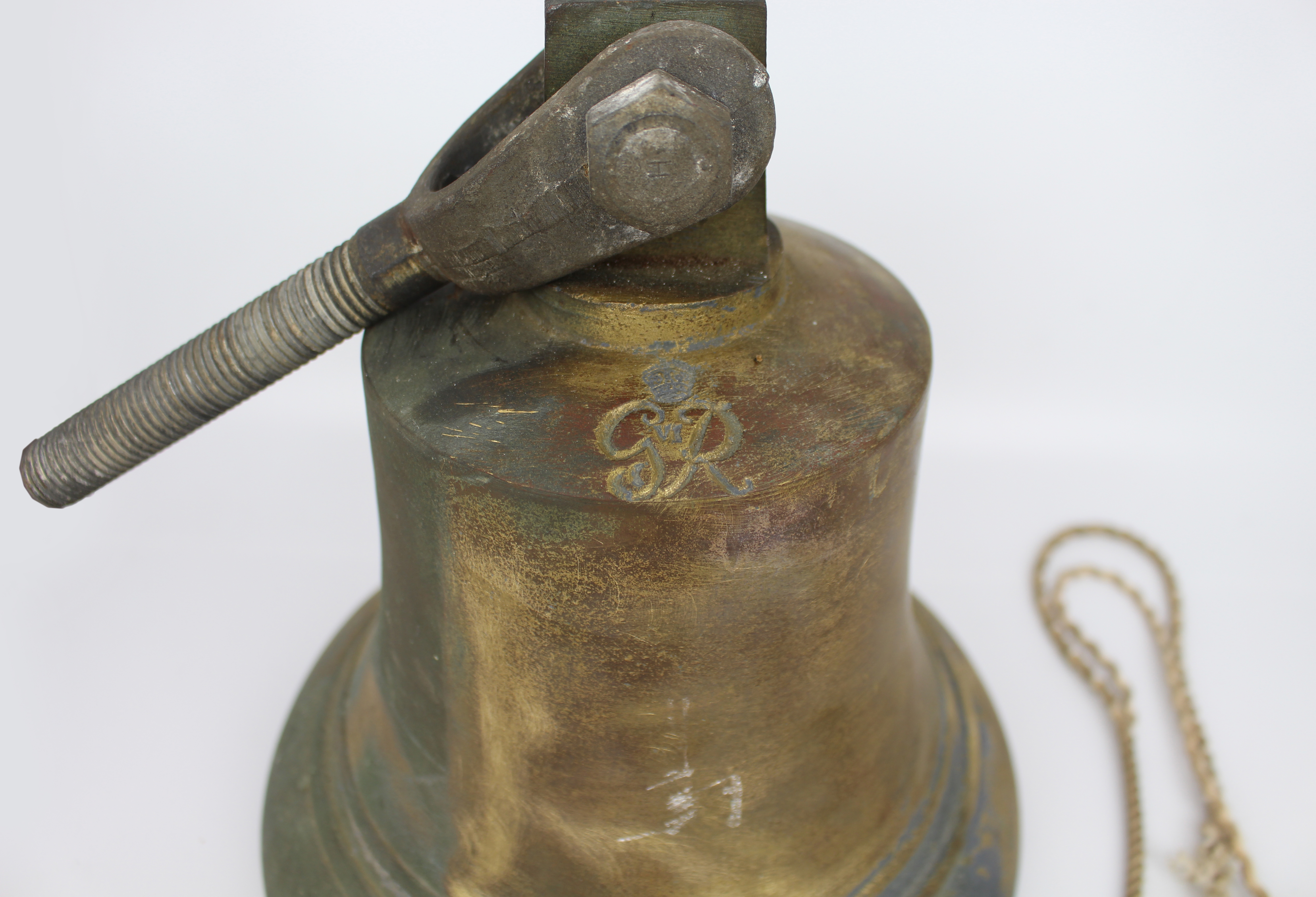 Fine British Bronze Ship's Bell with Crowned GR Cipher