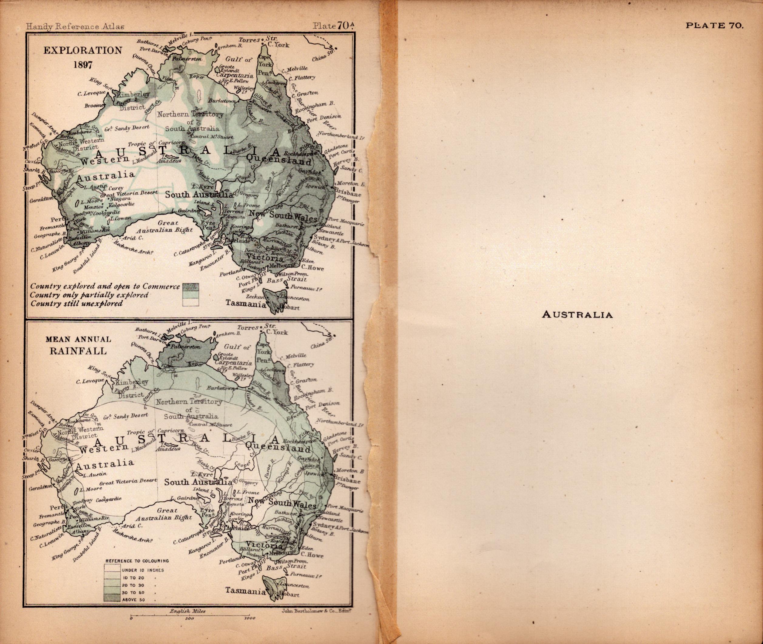 Australia Double Sided Victorian Antique Coloured 1898 Map.