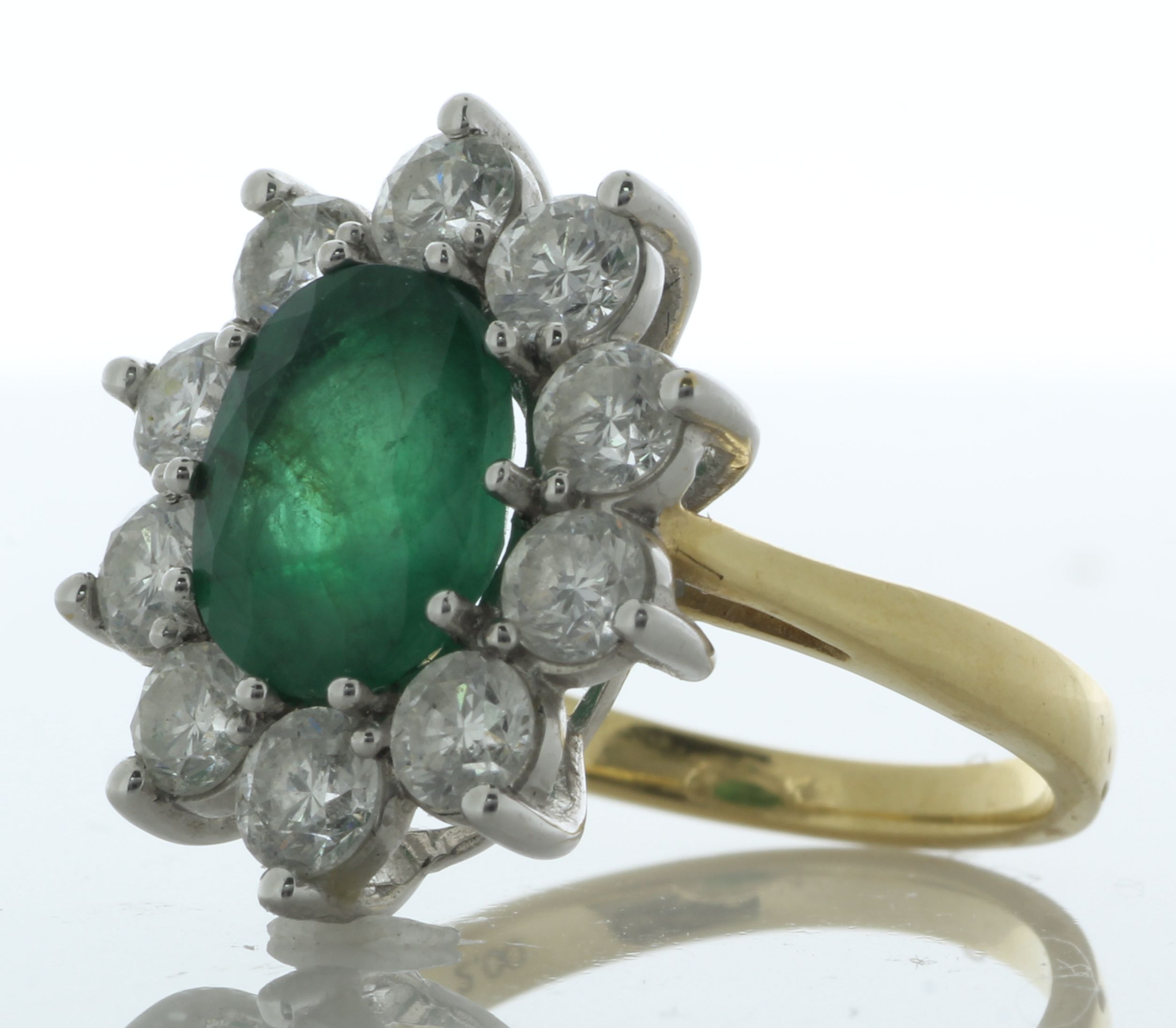 18ct Yellow Gold Diamond And Oval Emerald Ring (E4.00) 2.00 Carats