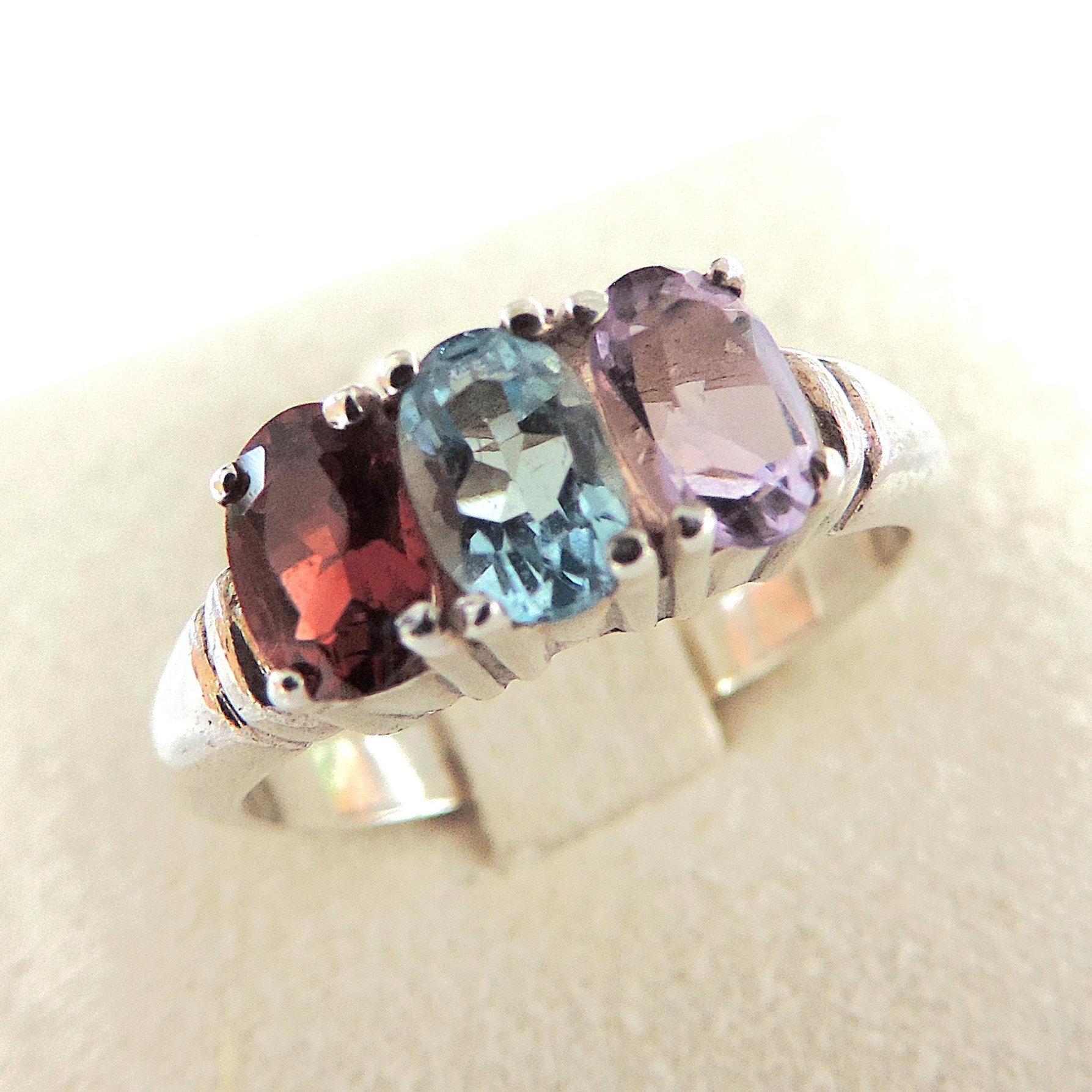 925 Silver Multi-Colour Gemstone Ring