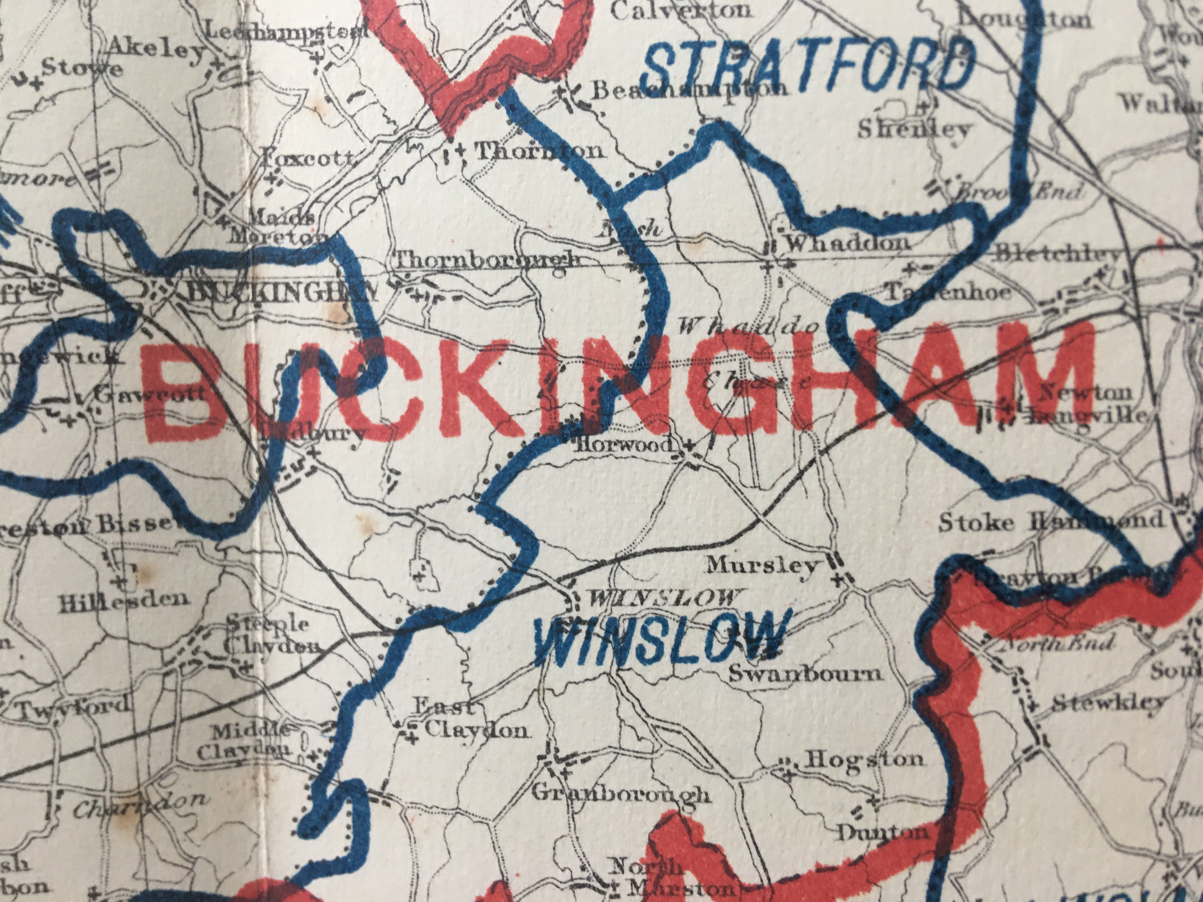 Antique 139 Years-Old Scarce Map Buckinghamshire 1885 Boundary Changes.