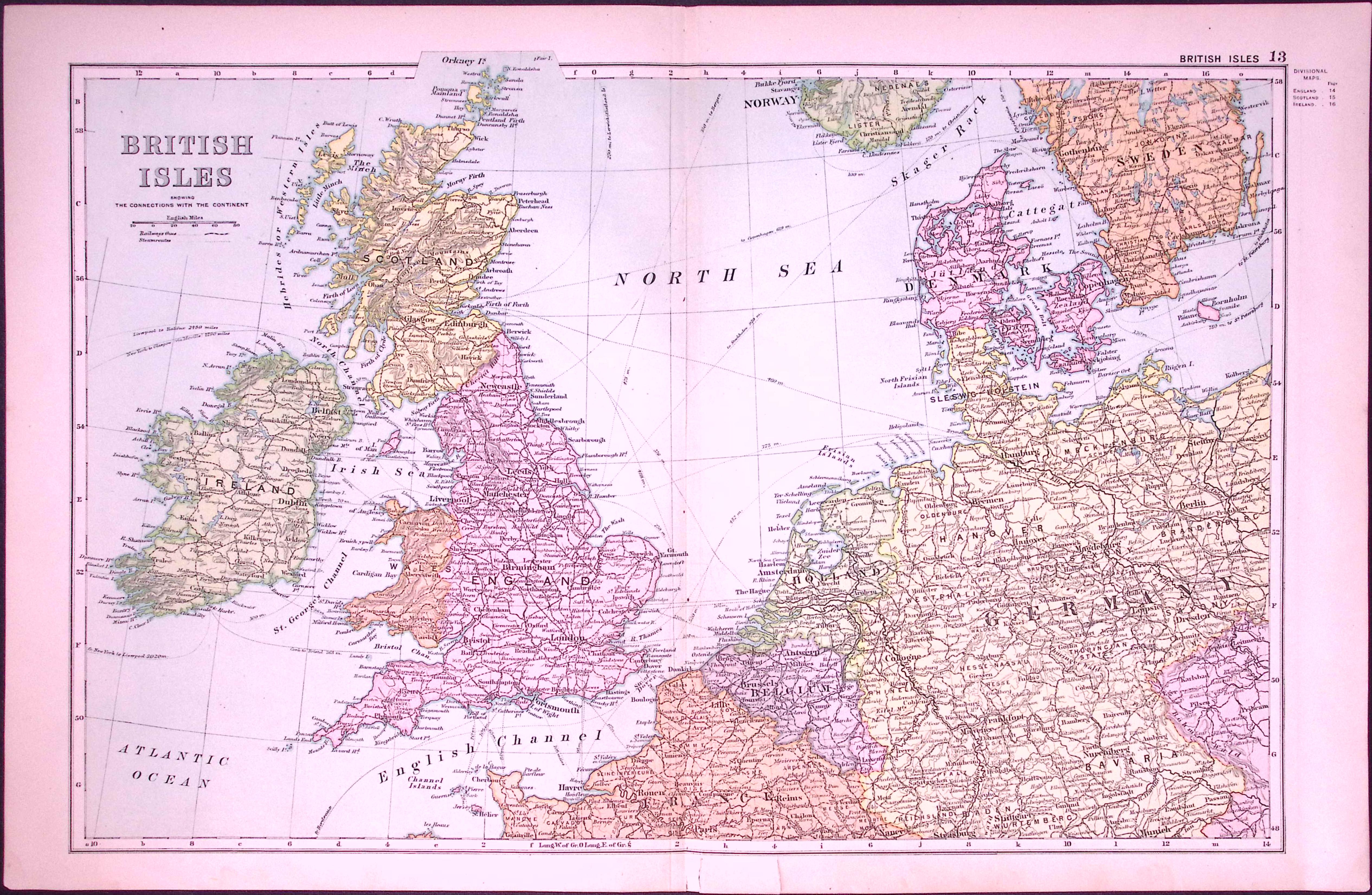 The British Isles 120-Year-Old Large Coloured Antique Map by G.W. Bacon-13